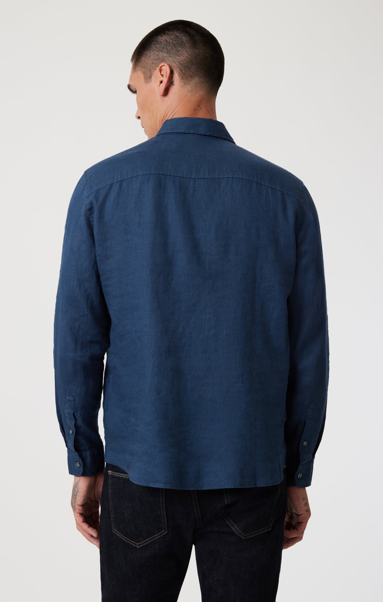 LINEN BUTTON-UP SHIRT IN MOONLIT OCEAN - Mavi Jeans