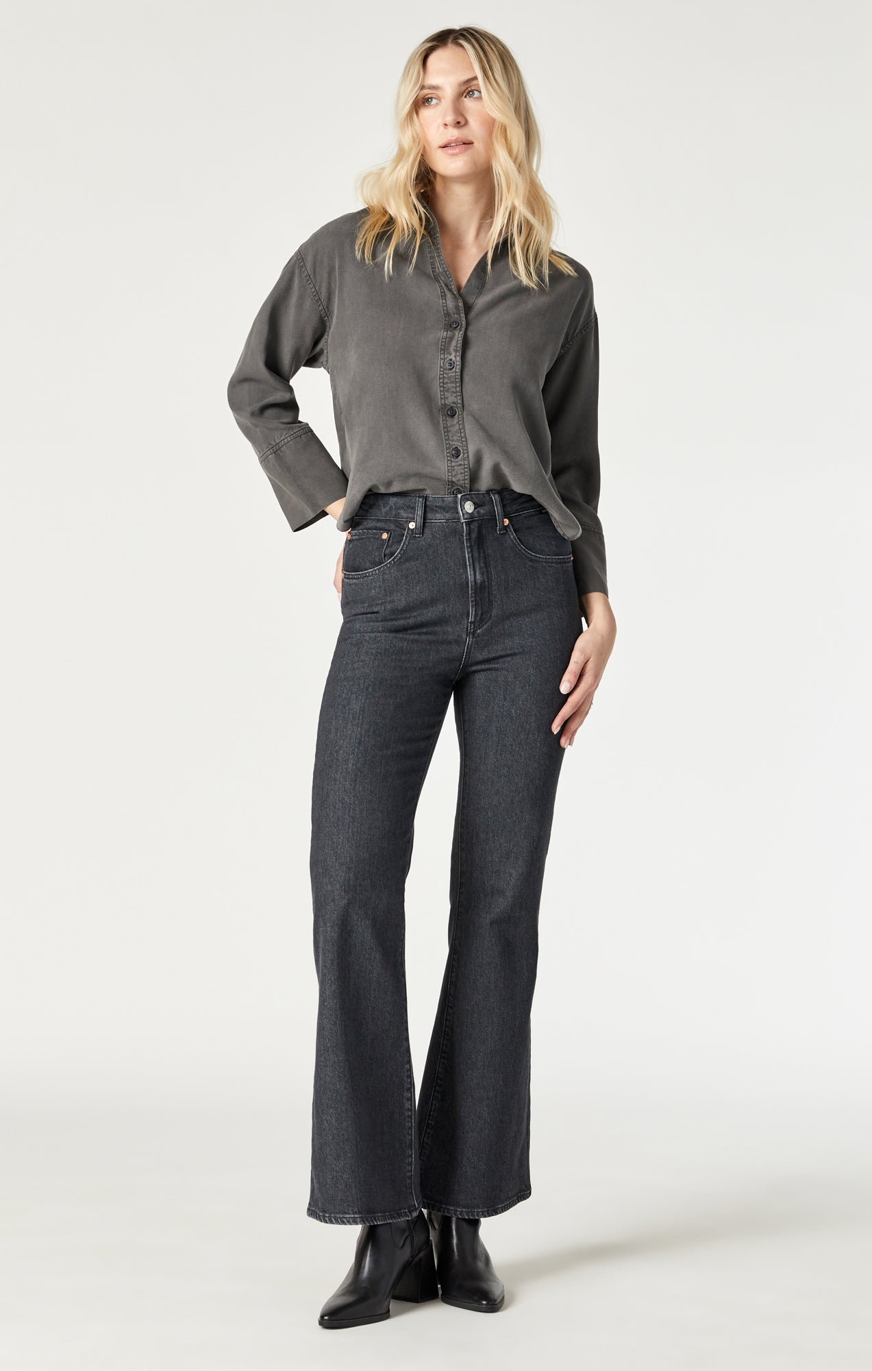 LOS ANGELES FLARE IN DARK SMOKE RECYCLED BLUE - Mavi Jeans