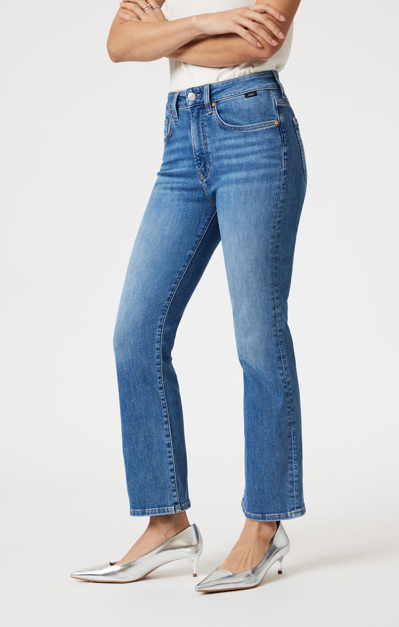 ANIKA CROPPED FLARE IN MID BRUSHED FLEX BLUE - Mavi Jeans