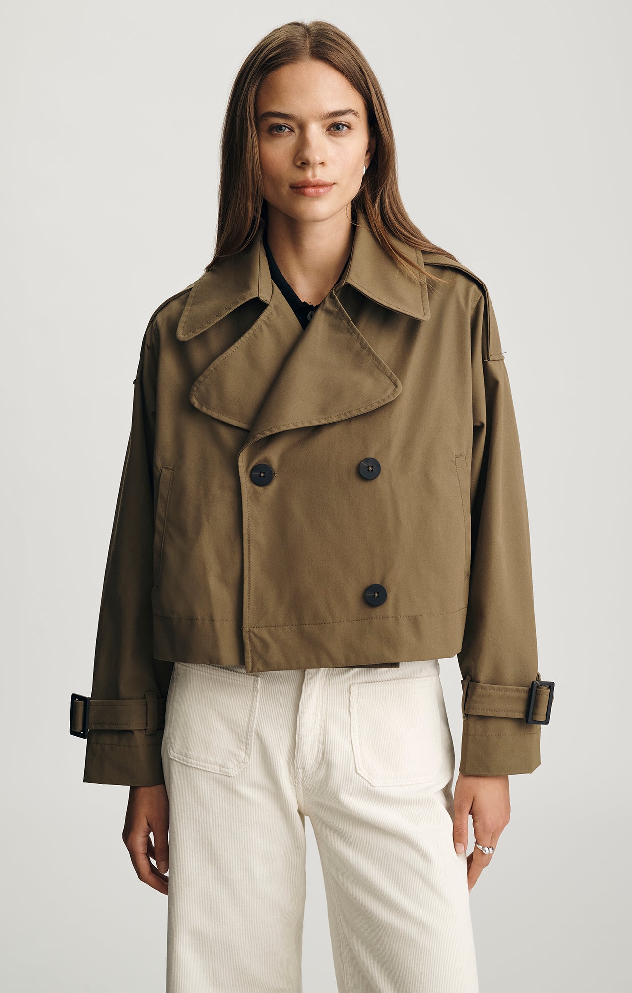 Mavi Women's Cropped Trench Coat In Military Olive