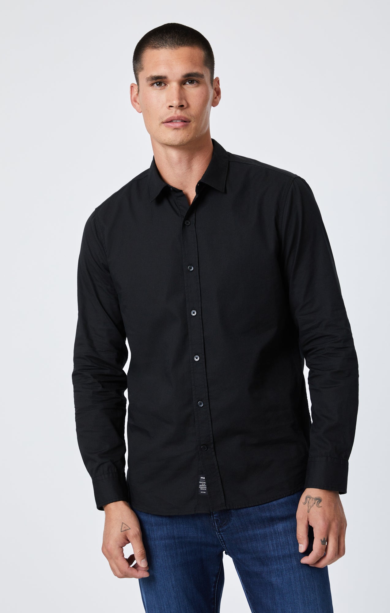 Mavi Men's Button Up-Long Sleeve Shirt In Black