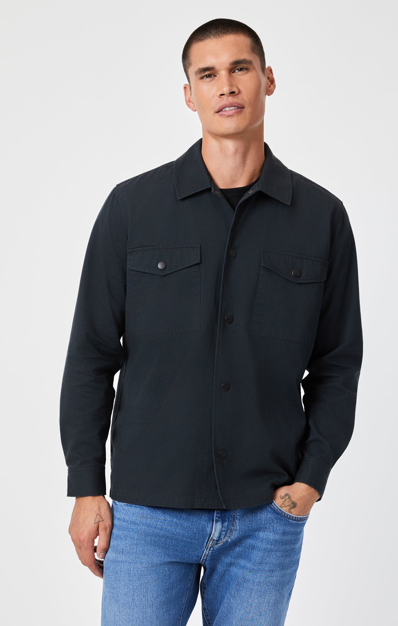 Black overshirt jacket best sale