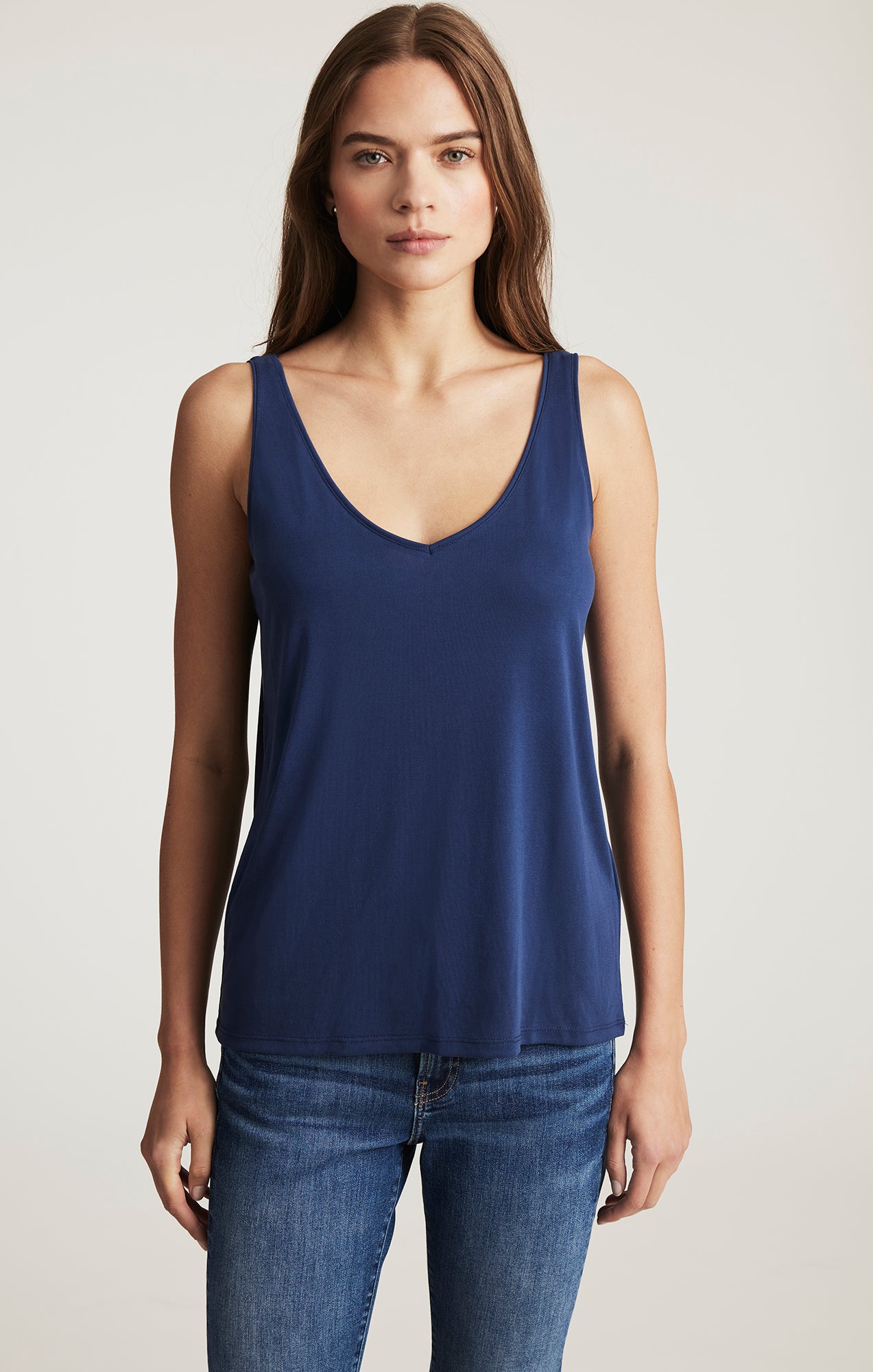LUXE TOUCH TENCEL™ LACE TANK TOP IN MEDIEVAL BLUE - Mavi Jeans