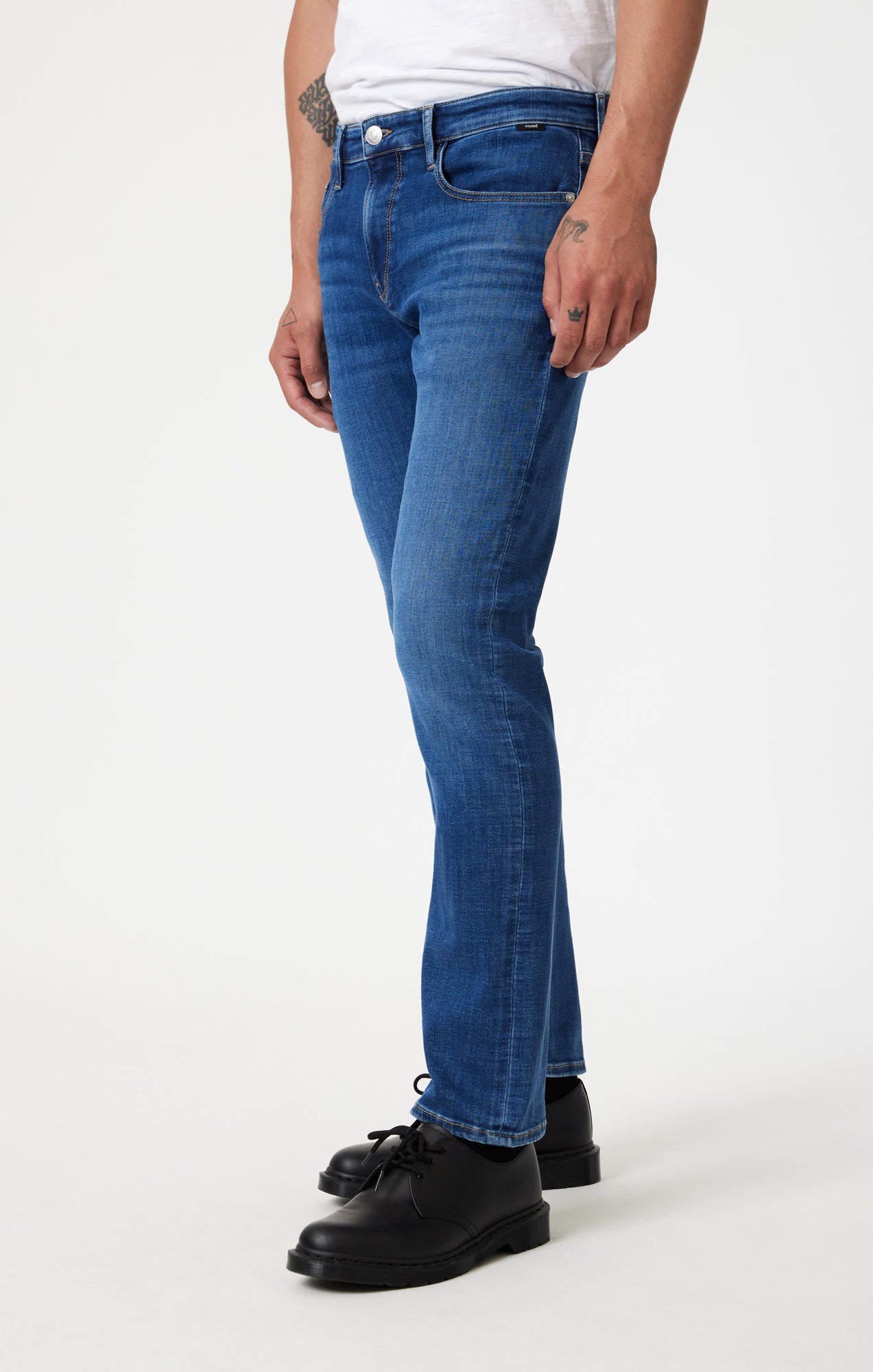 MARCUS SLIM STRAIGHT LEG IN DARK BRUSHED FEATHER BLUE - Mavi Jeans