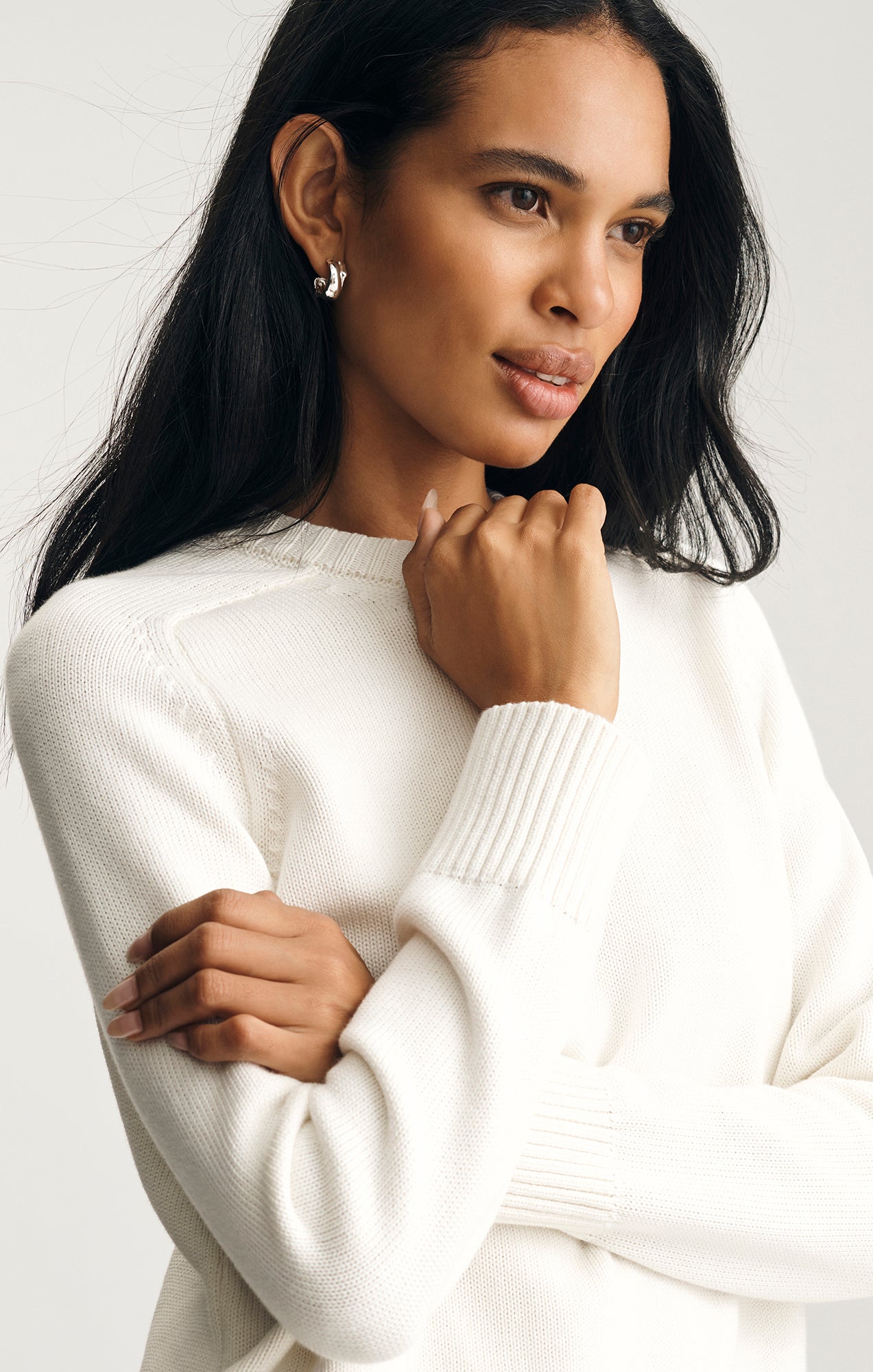 CREW NECK SWEATER IN ANTIQUE WHITE - Mavi Jeans