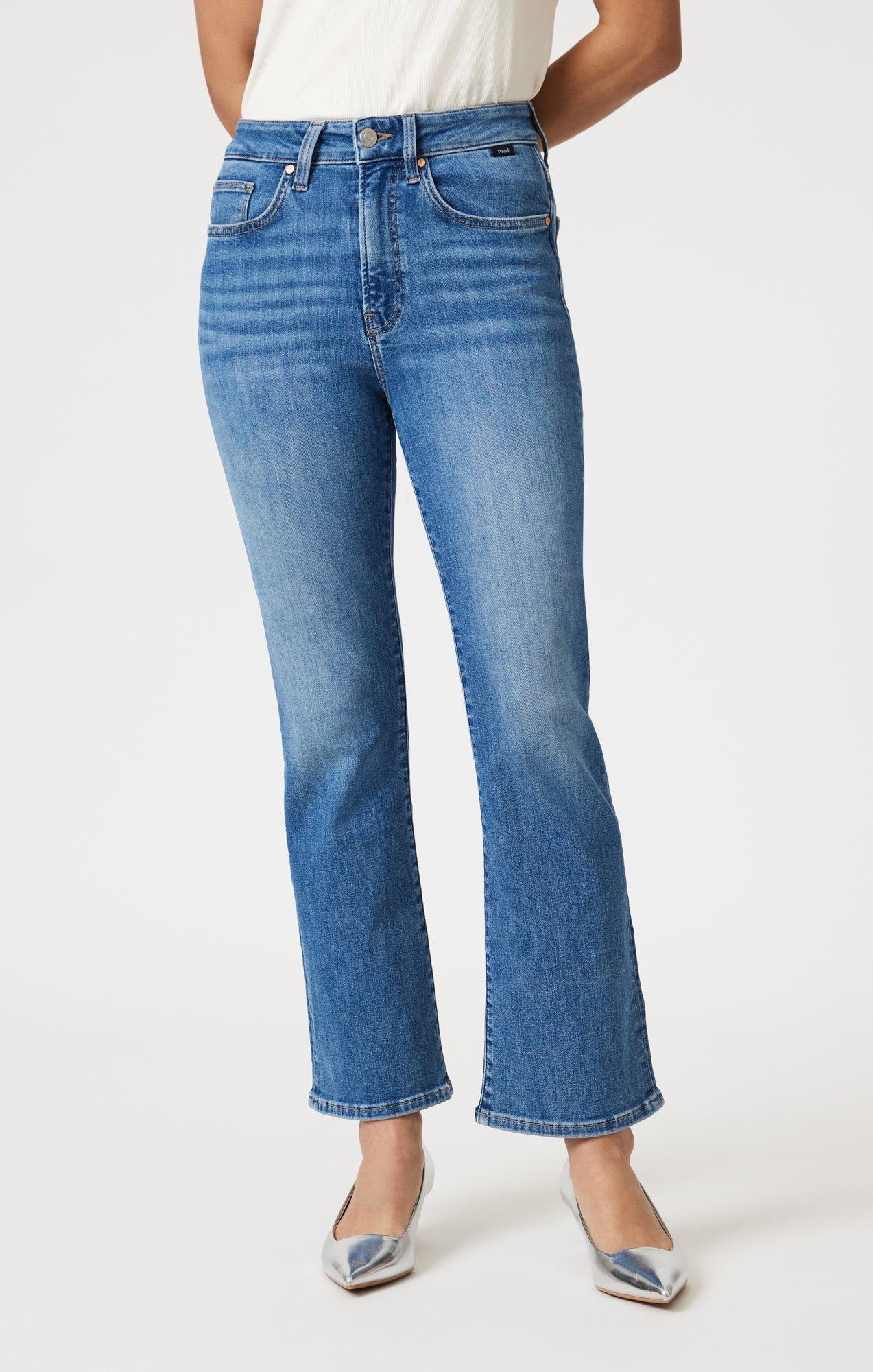 ANIKA CROPPED FLARE IN MID BRUSHED FLEX BLUE - Mavi Jeans