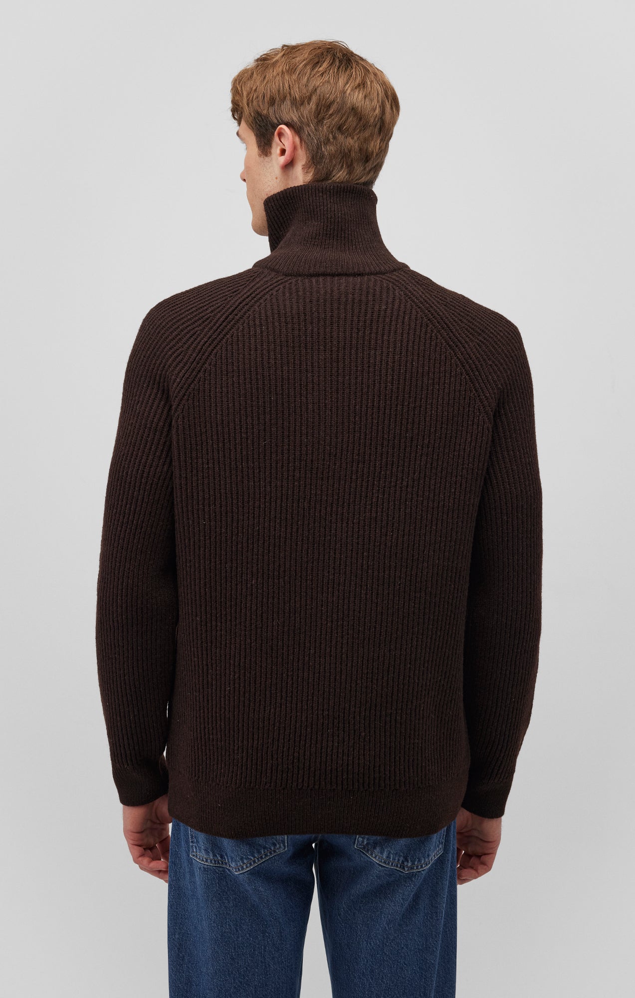 QUARTER ZIP SWEATER IN CHOCOLATE TORTE - Mavi Jeans