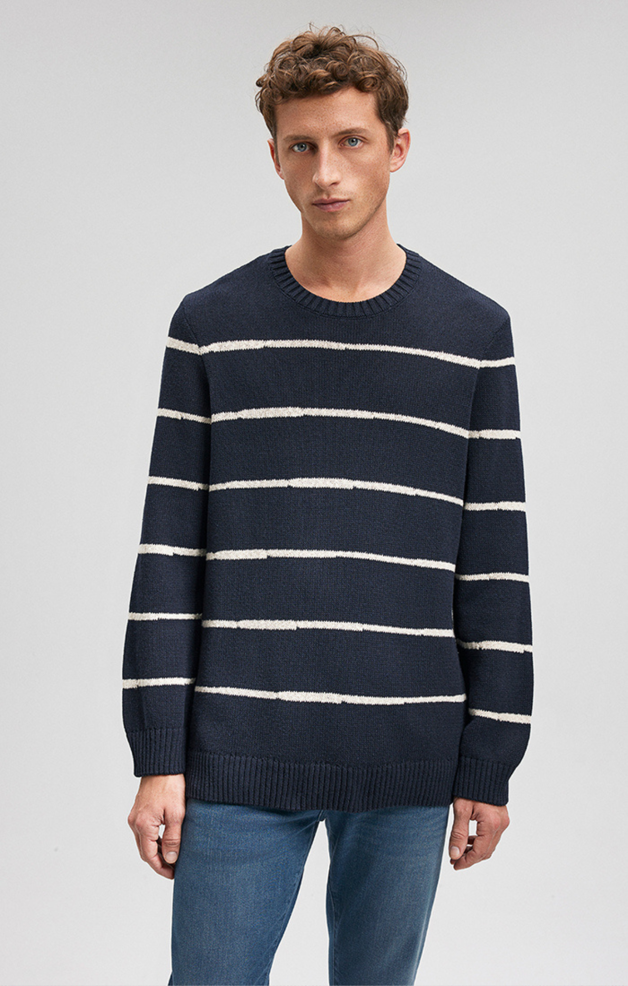 STRIPED SWEATER IN NAVY BLAZER - Mavi Jeans