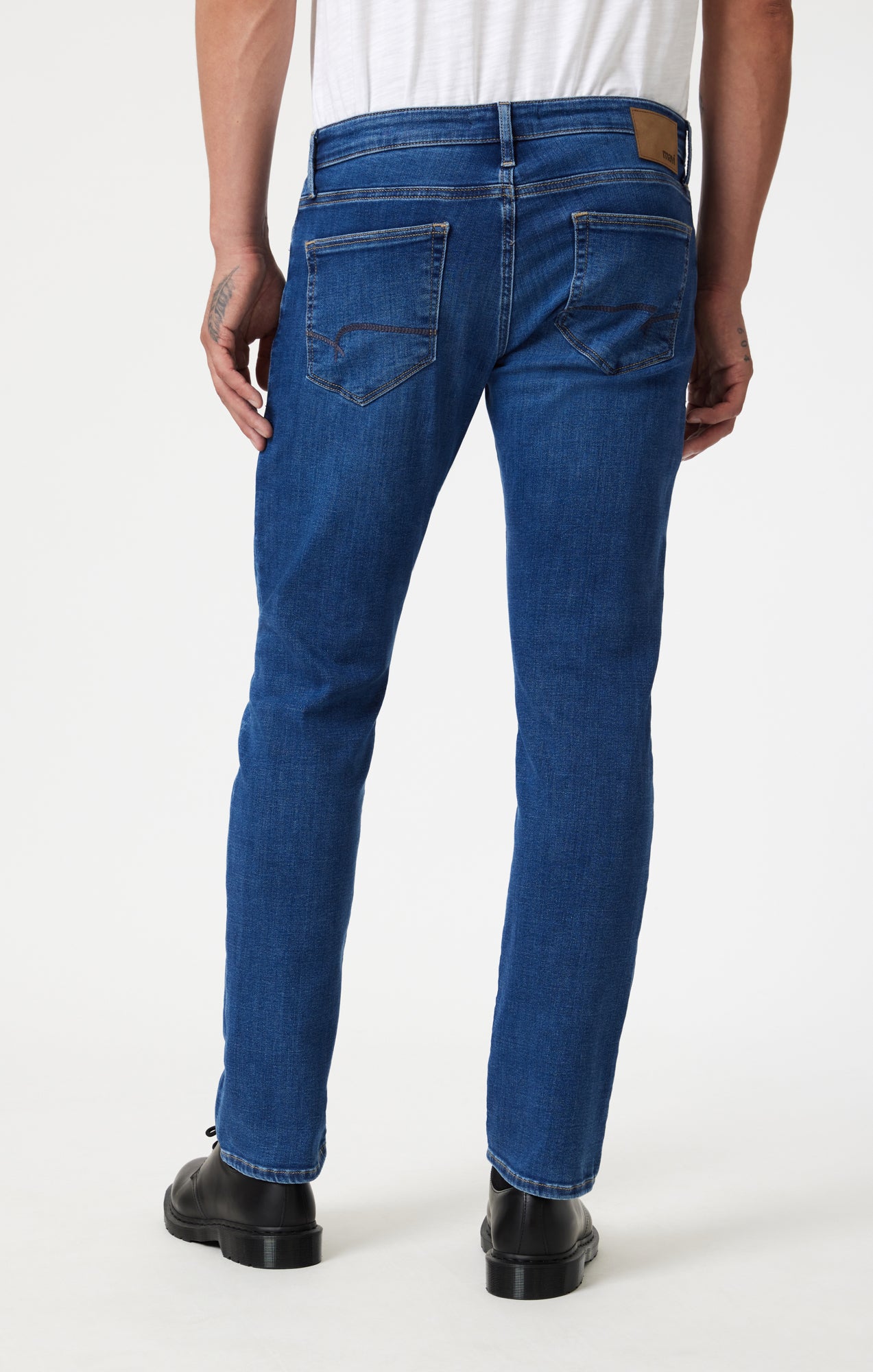MARCUS SLIM STRAIGHT LEG IN DARK BRUSHED FEATHER BLUE - Mavi Jeans