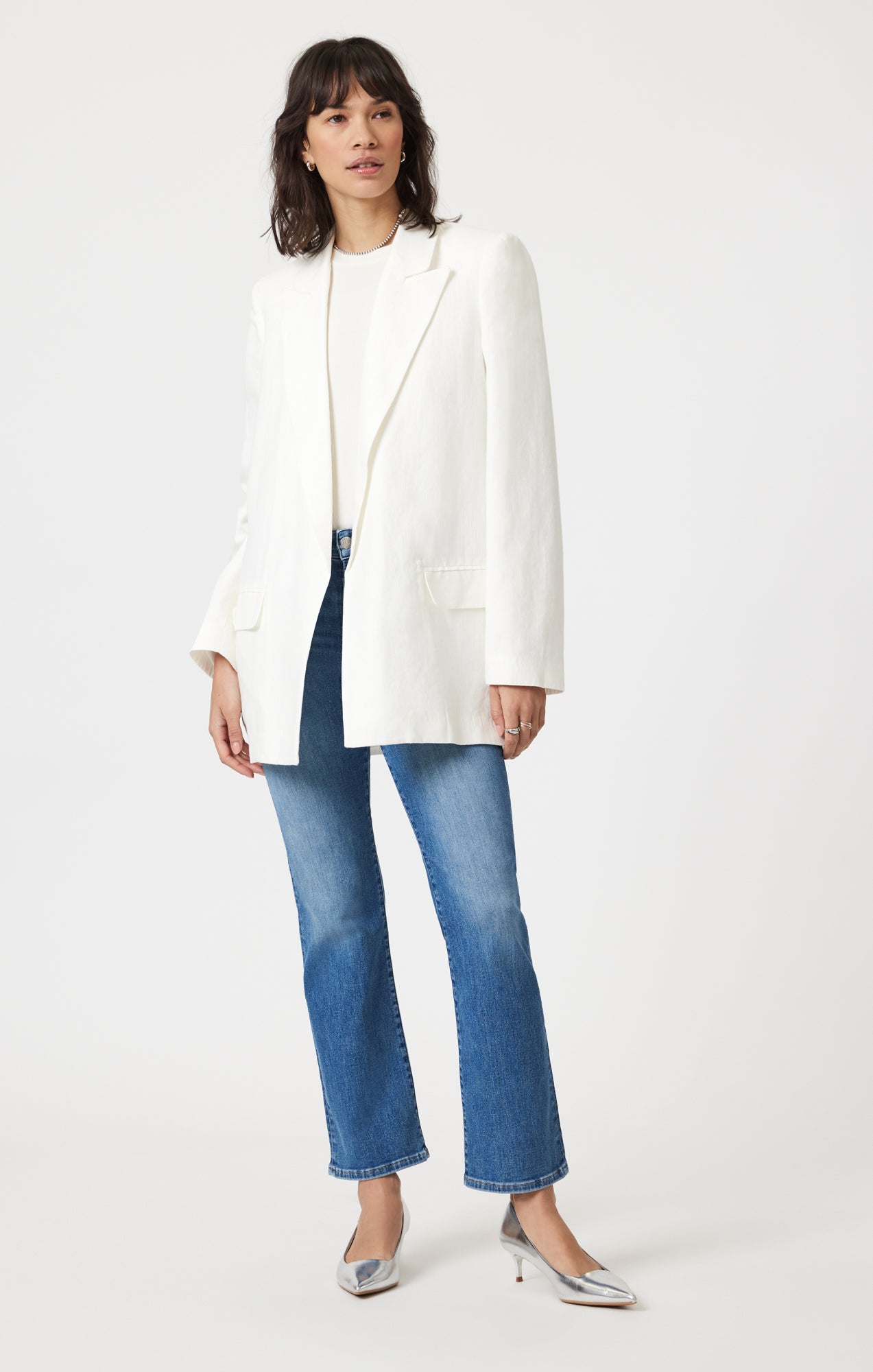 ANIKA CROPPED FLARE IN MID BRUSHED FLEX BLUE - Mavi Jeans