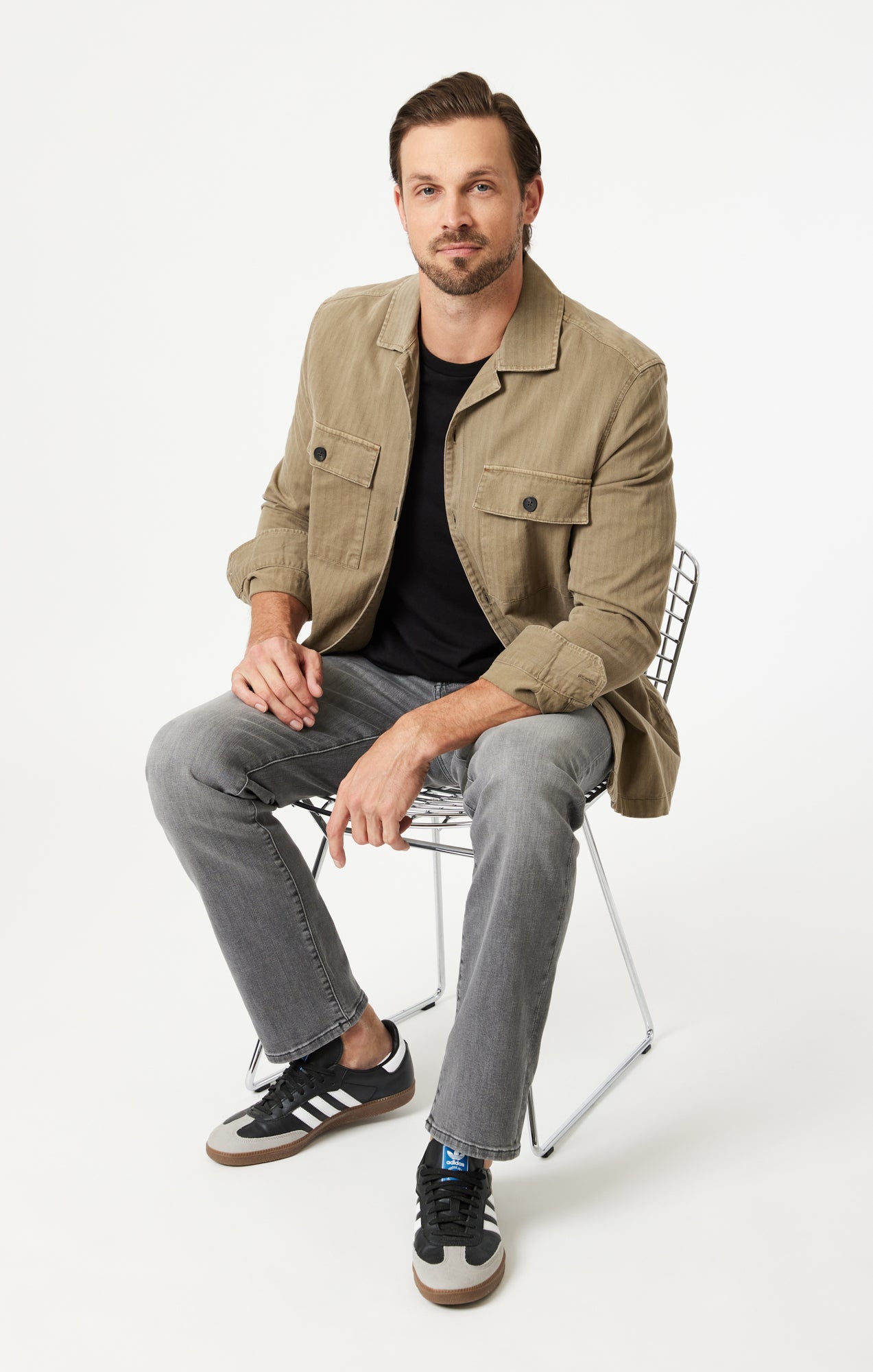 ZACH STRAIGHT LEG IN MID SMOKE BRUSHED WILLIAMSBURG - Mavi Jeans