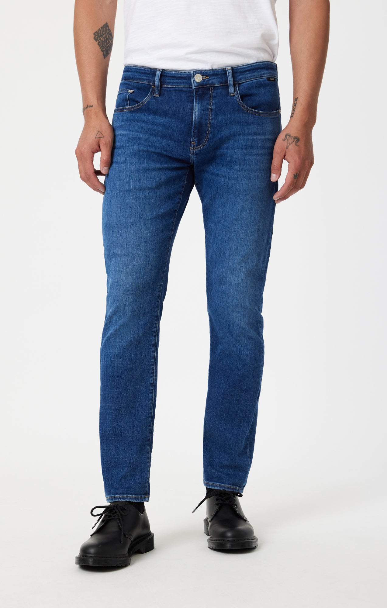 MARCUS SLIM STRAIGHT LEG IN DARK BRUSHED FEATHER BLUE - Mavi Jeans