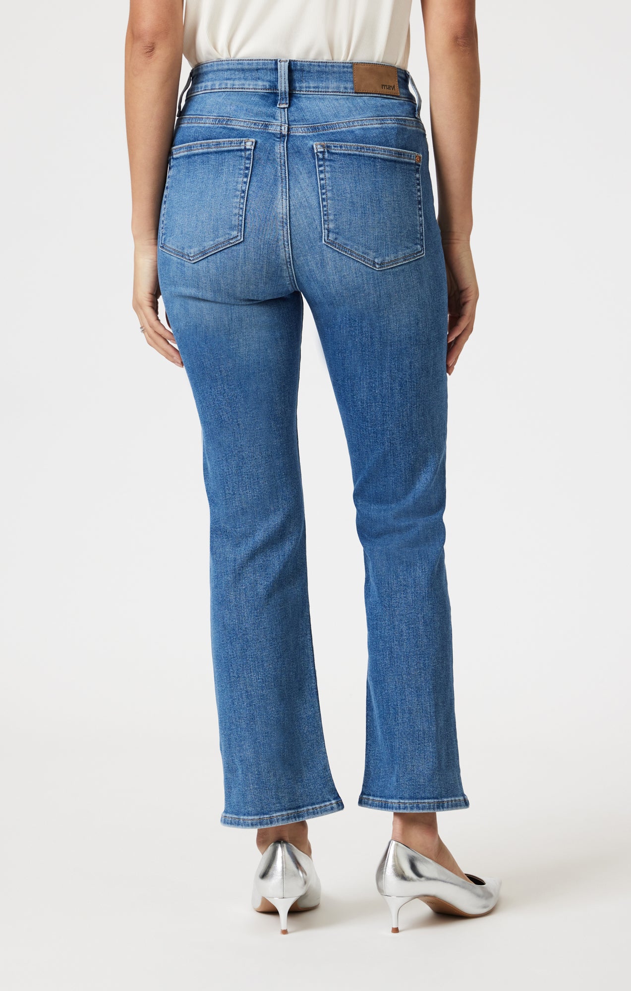 ANIKA CROPPED FLARE IN MID BRUSHED FLEX BLUE - Mavi Jeans