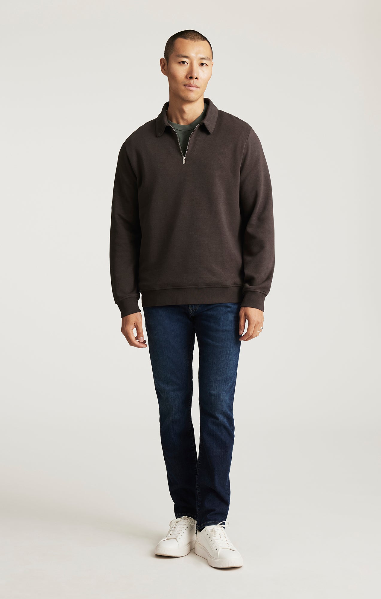 HALF ZIP SWEATSHIRT IN AFTER DARK - Mavi Jeans