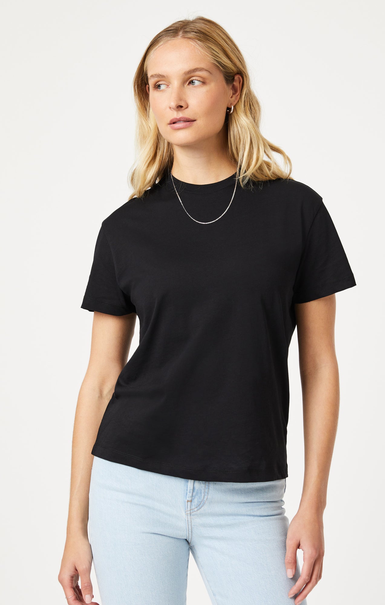 Black t shirt women front and back best sale