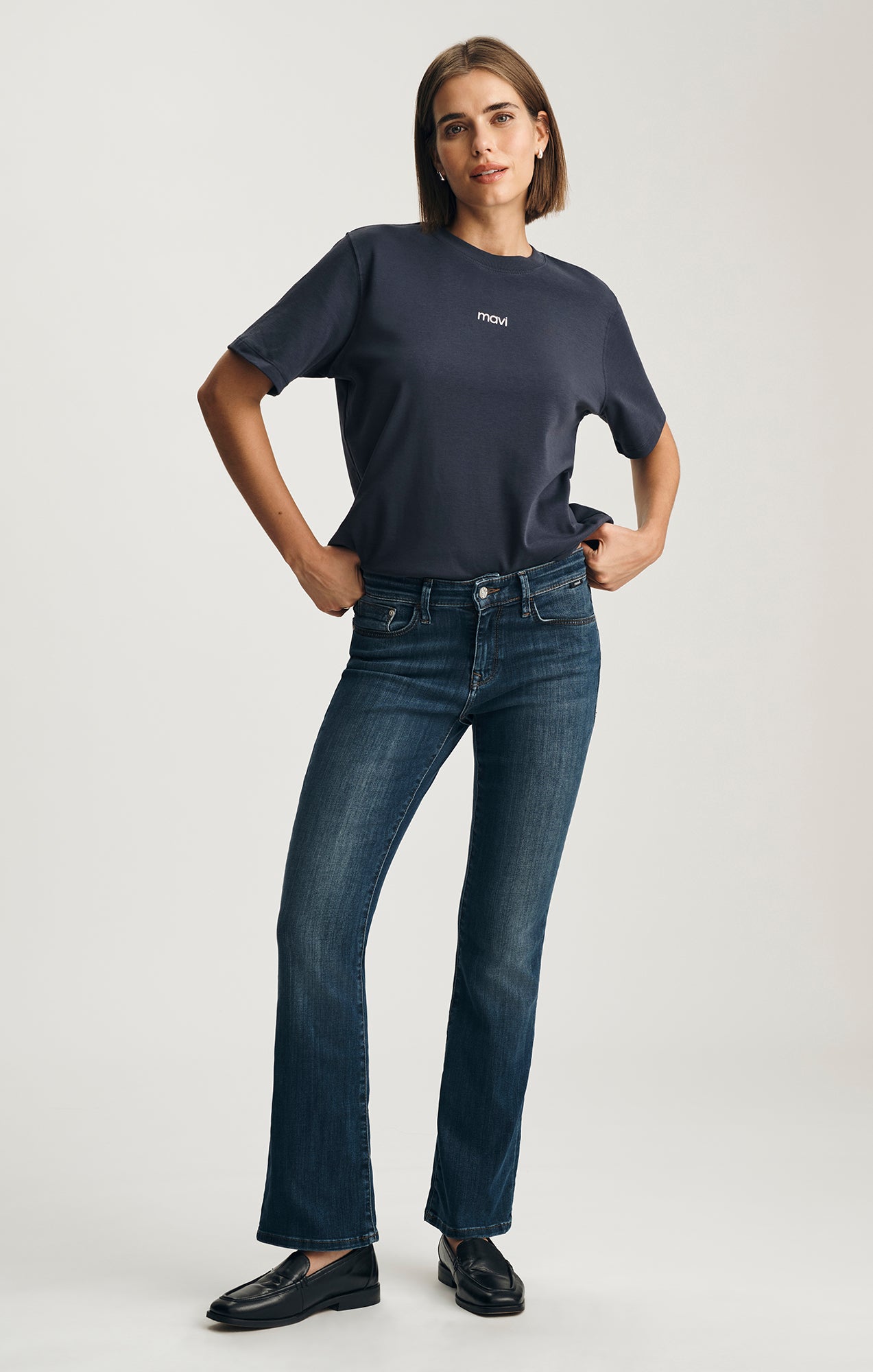 Mavi Women's Molly Mid Rise Bootcut Jeans in Indigo Supersoft