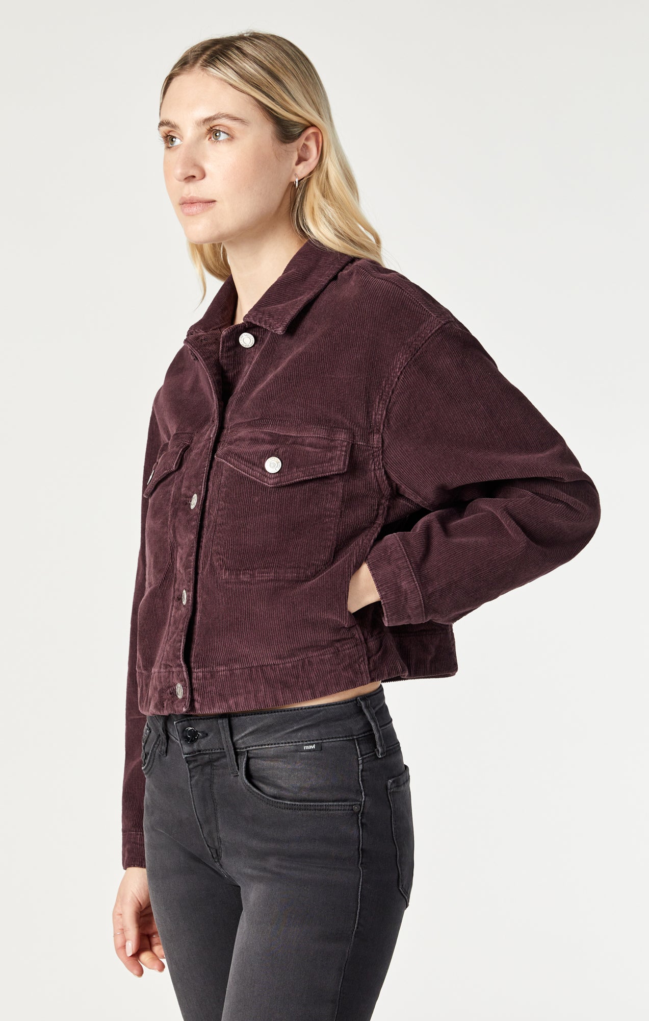 Mavi Women's Maren Crop Jacket In Mahogany Cord