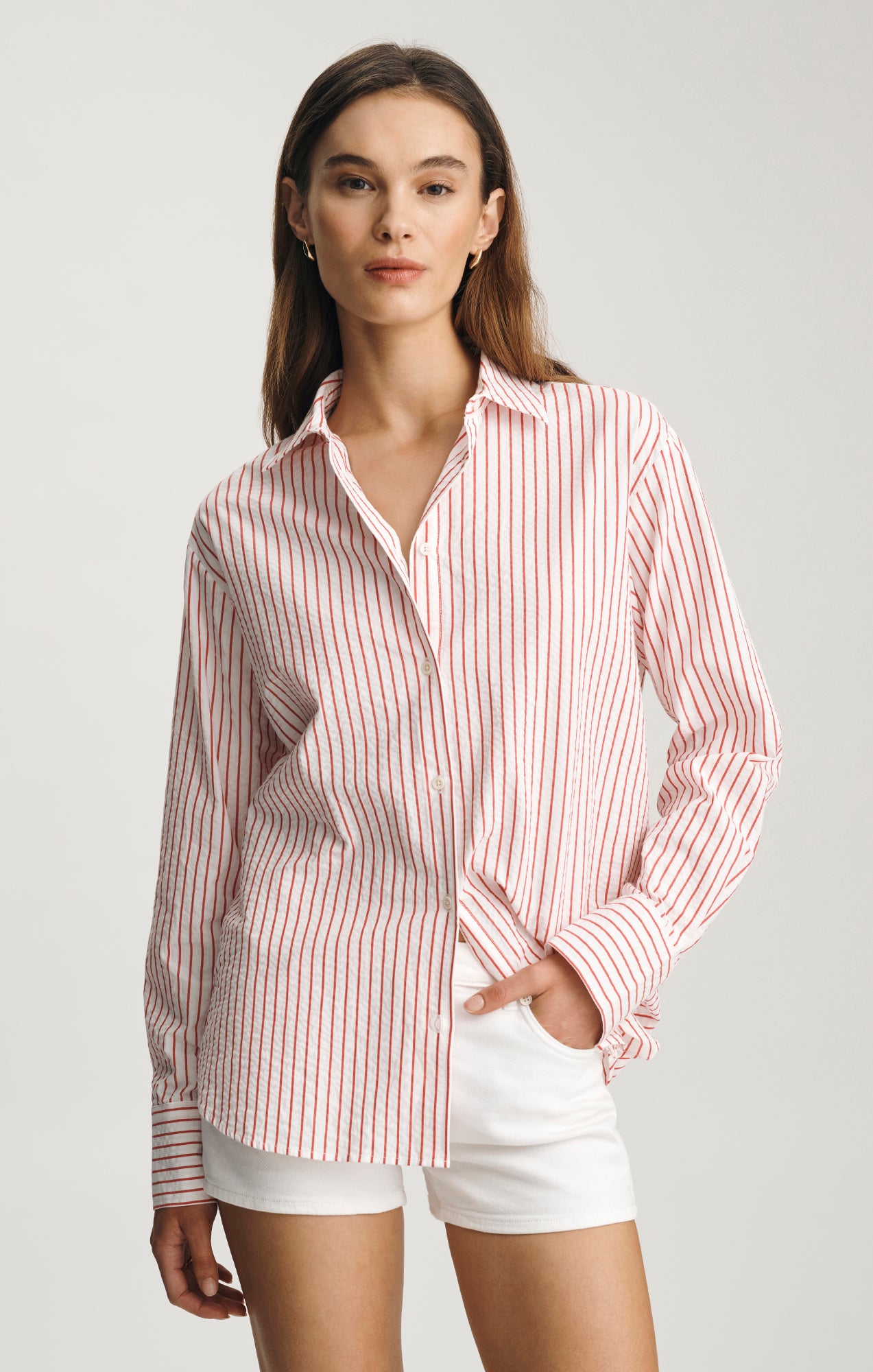 トップス Yrma Mavi Women's Long Sleeve Button-Up Shirt In Red Striped – Mavi Canada