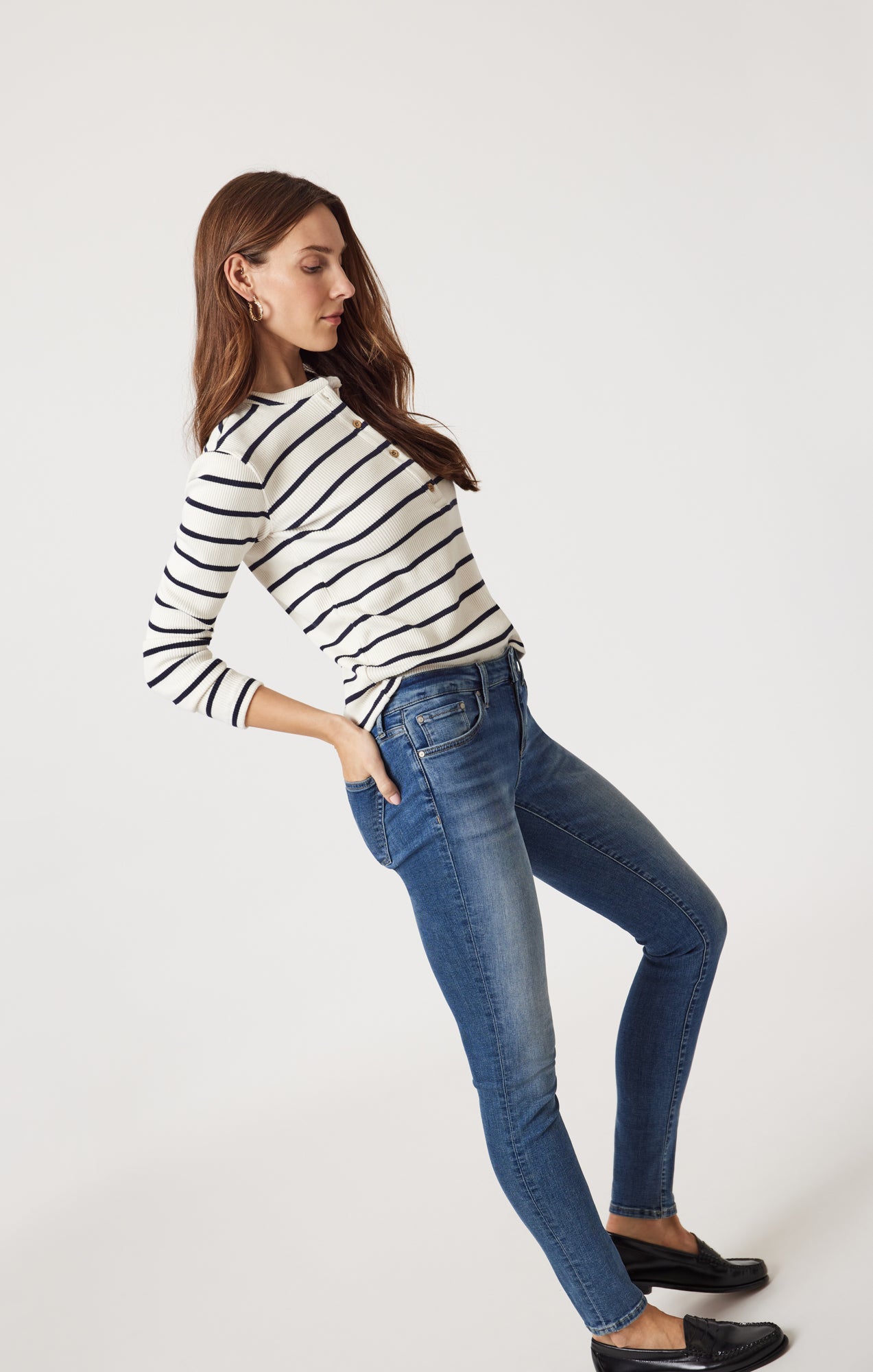 ALEXA SKINNY IN DARK BRUSHED TRIBECA - Mavi Jeans