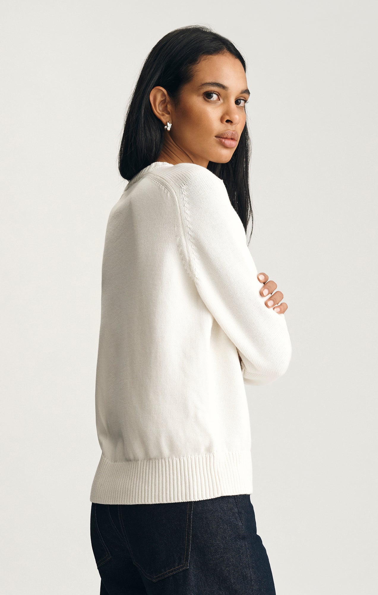 CREW NECK SWEATER IN ANTIQUE WHITE - Mavi Jeans