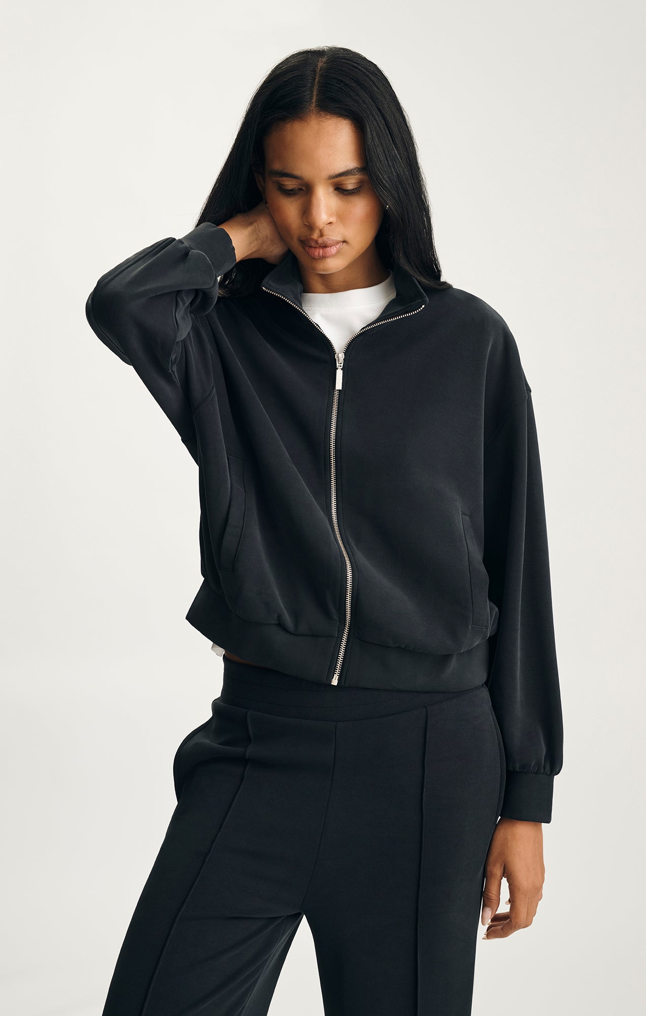 Mavi Women's Sporty Luxe TENCEL™ Full Zip Sweatshirt In Black