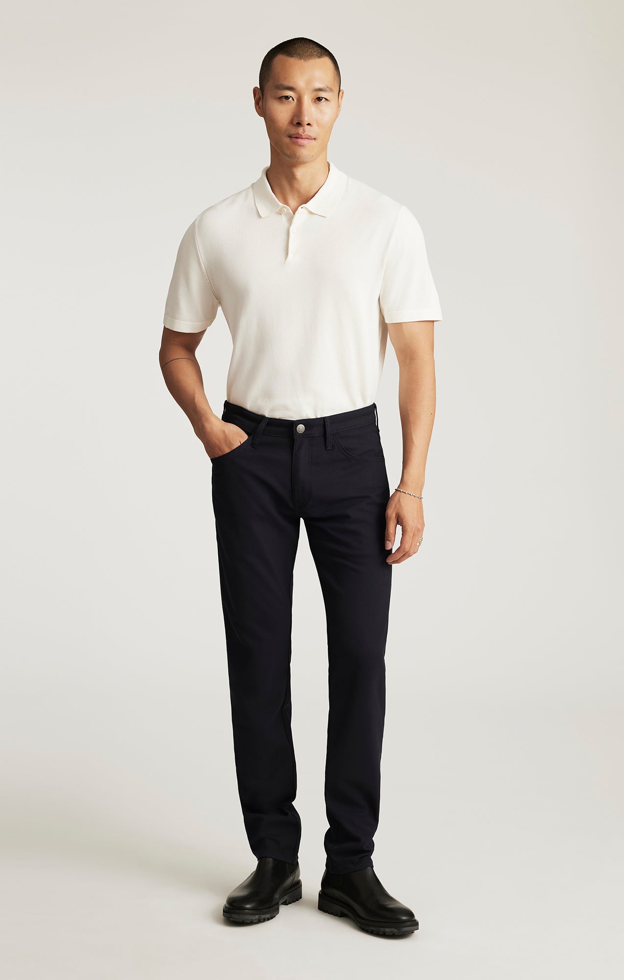 MARCUS SLIM STRAIGHT LEG IN NAVY FEATHER TWEED - Mavi Jeans