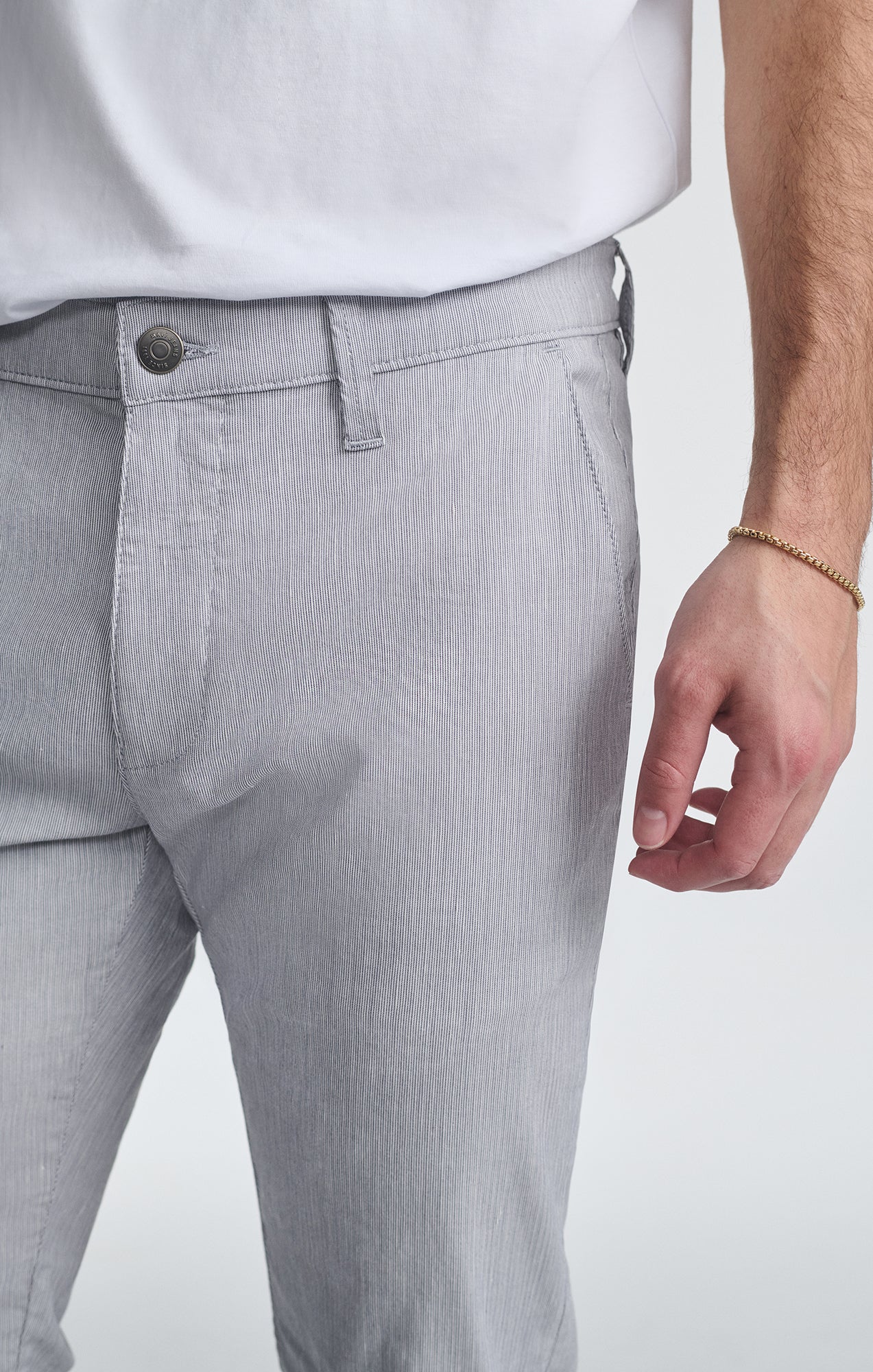MILTON SLIM STRAIGHT CHINO IN LIGHT GREY LINEN STRIPE - Mavi Jeans