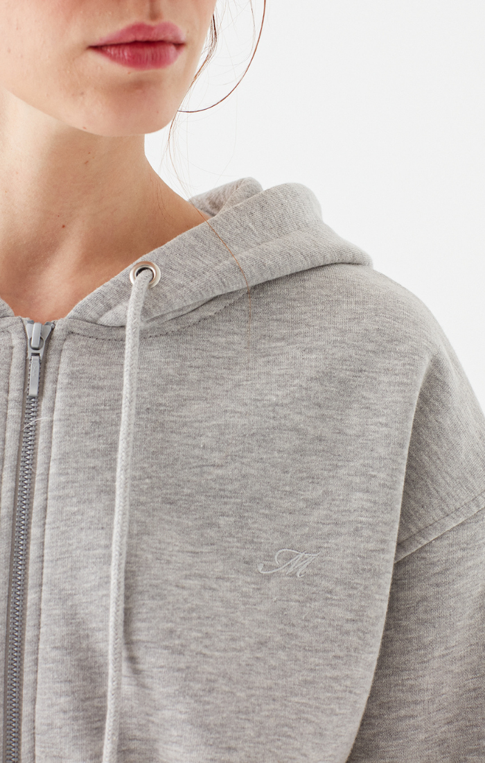 CROPPED ZIP-UP SWEATSHIRT IN GREY MELANGE - Mavi Jeans