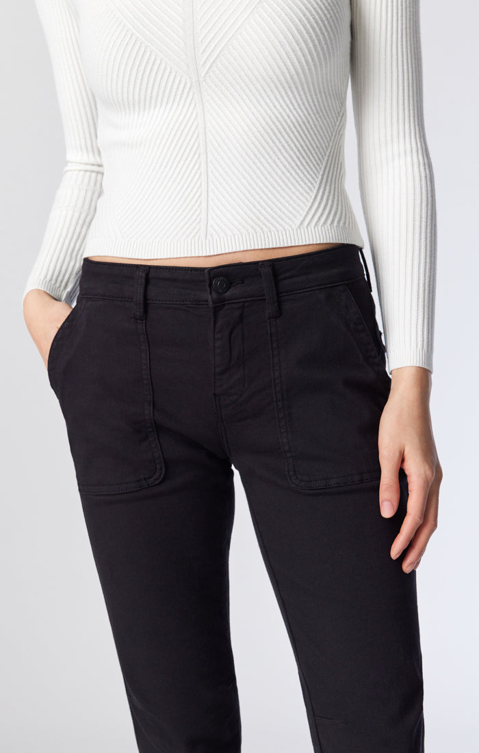 IVY SLIM CARGO PANTS IN BLACK TWILL - Mavi Jeans