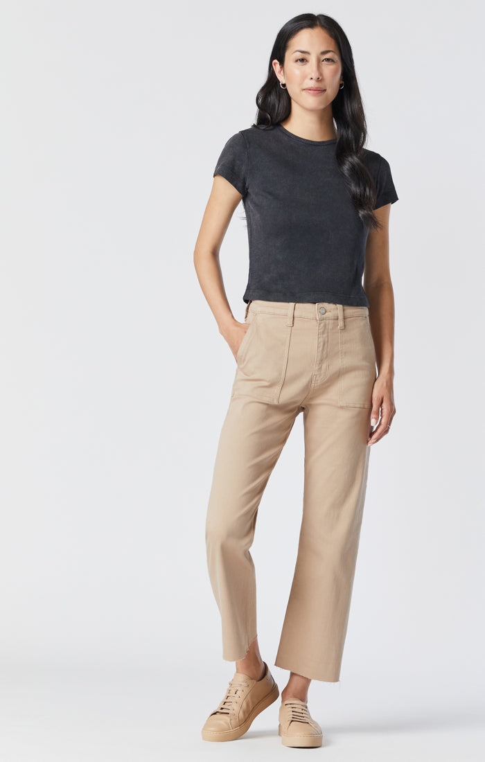 SHELIA FRONT POCKET STRAIGHT PANTS IN SILVER MINK TWILL - Mavi Jeans