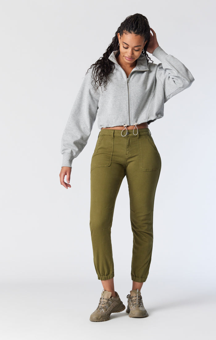Mavi Women's Ivy Mid-Rise Slim Cargo Pants In Olive Gray Twill