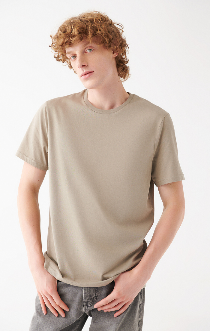 Mavi Men s Basic Crew Neck T Shirt In Metal Beige
