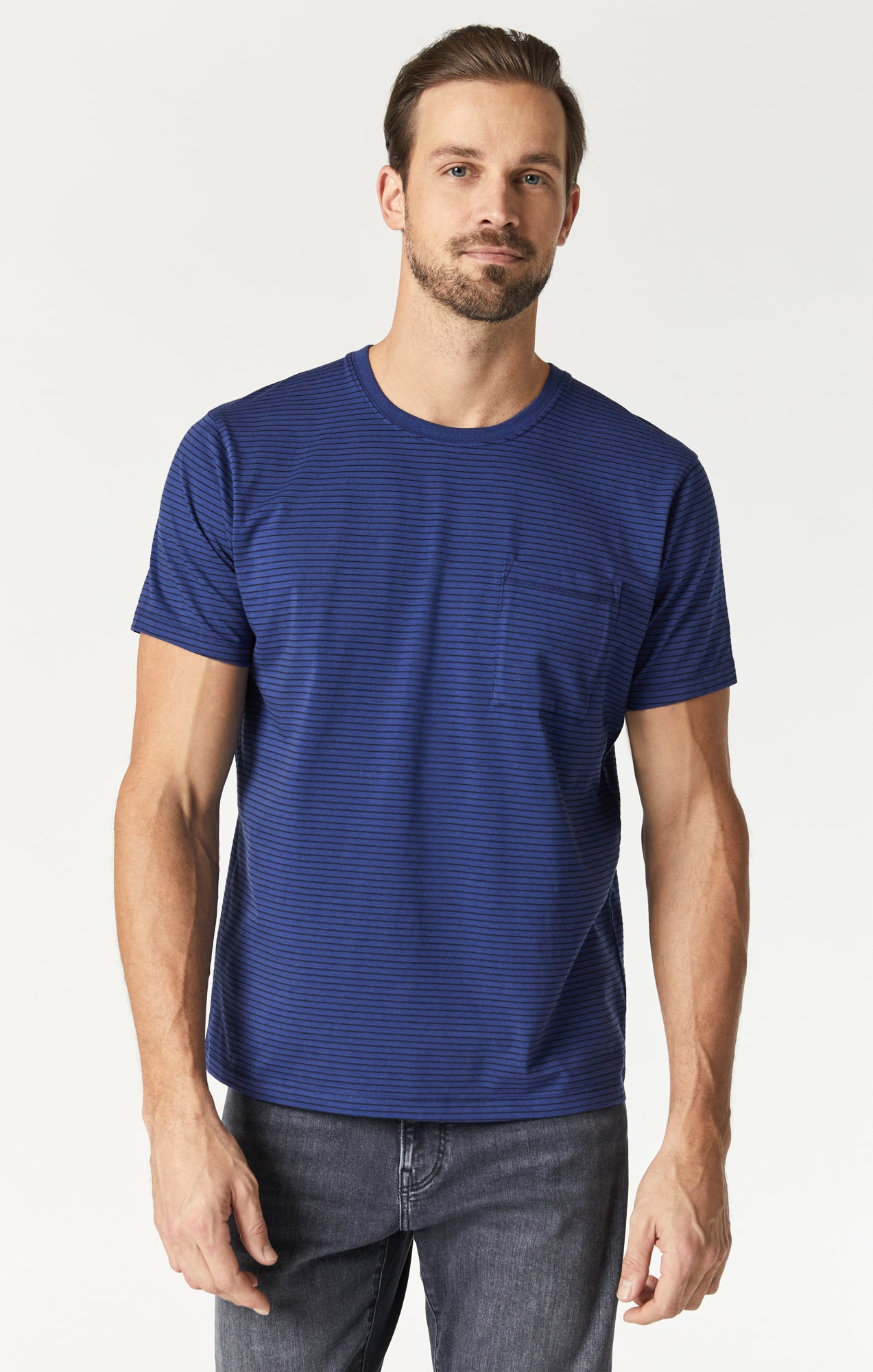 Mavi Men's Striped T-Shirt In Twilight Blue