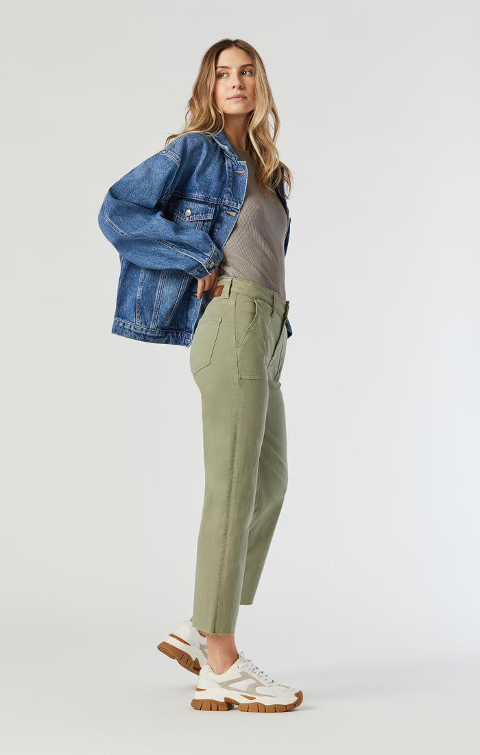 Mavi Women's Shelia High-Rise Front Pocket Straight In Olive Twill