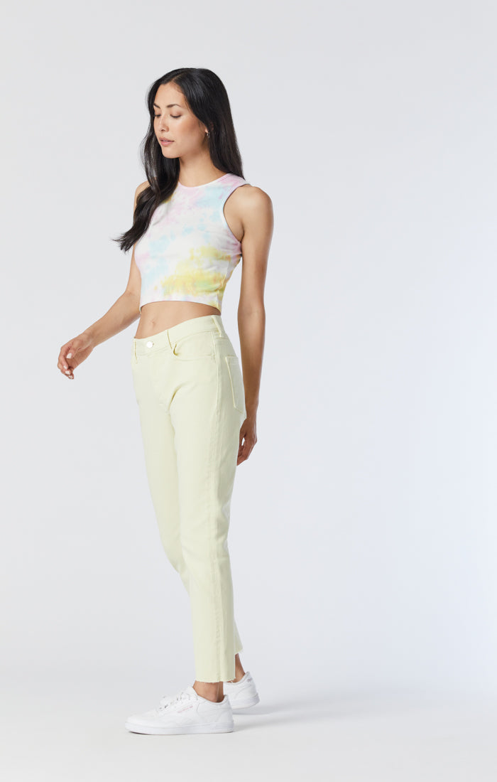 White Midriff and Vintage High Waist Trousers