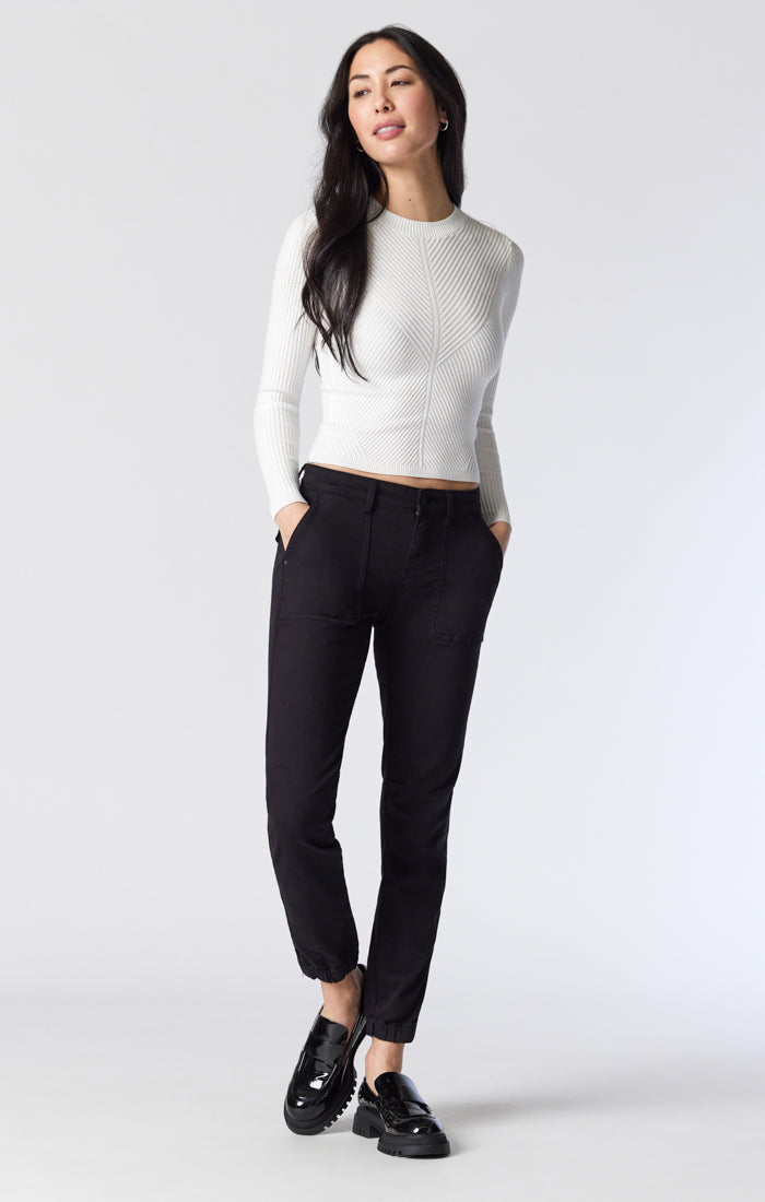 IVY SLIM CARGO PANTS IN BLACK TWILL - Mavi Jeans