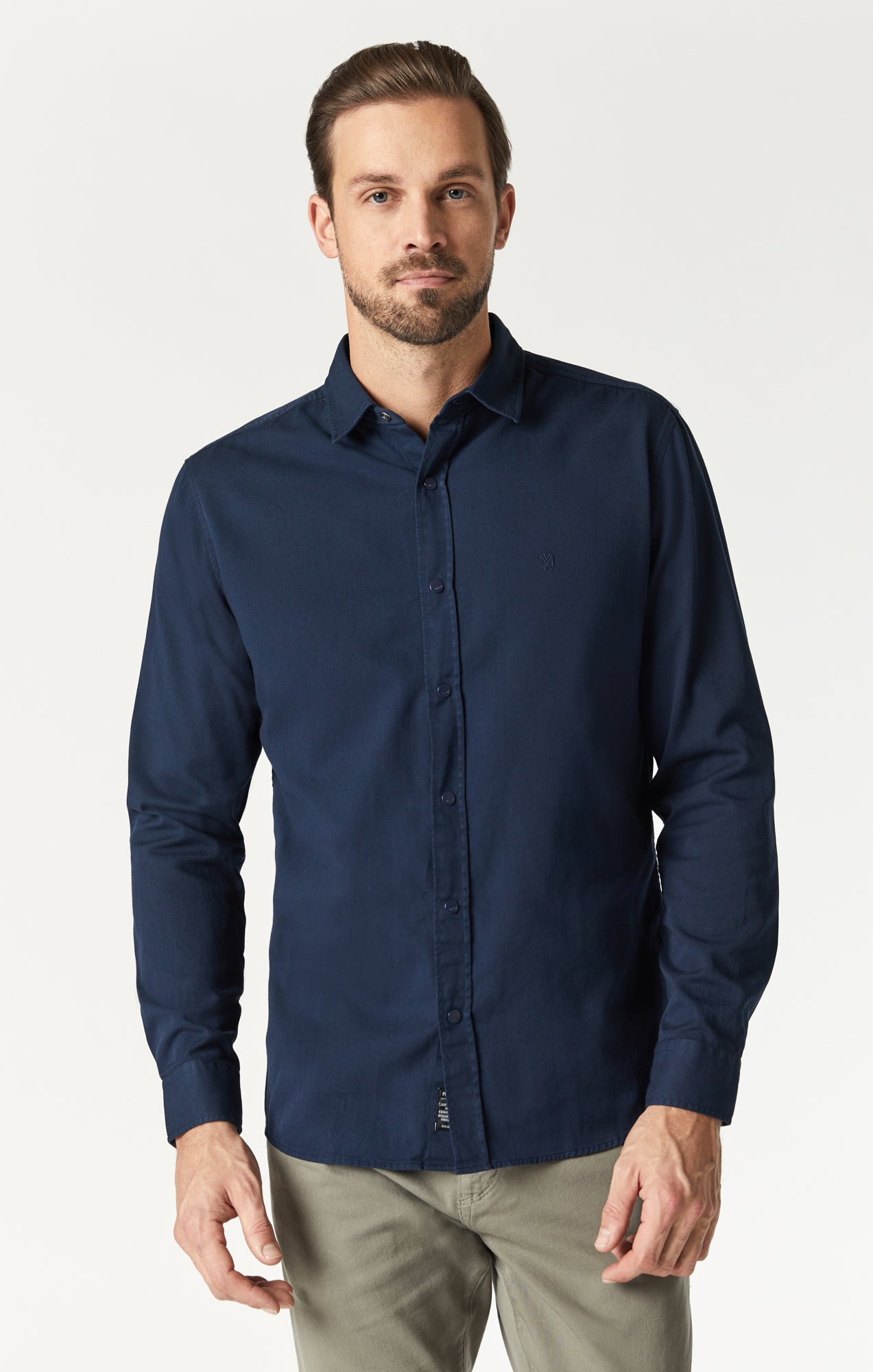 Mens navy blue on sale button up shirt