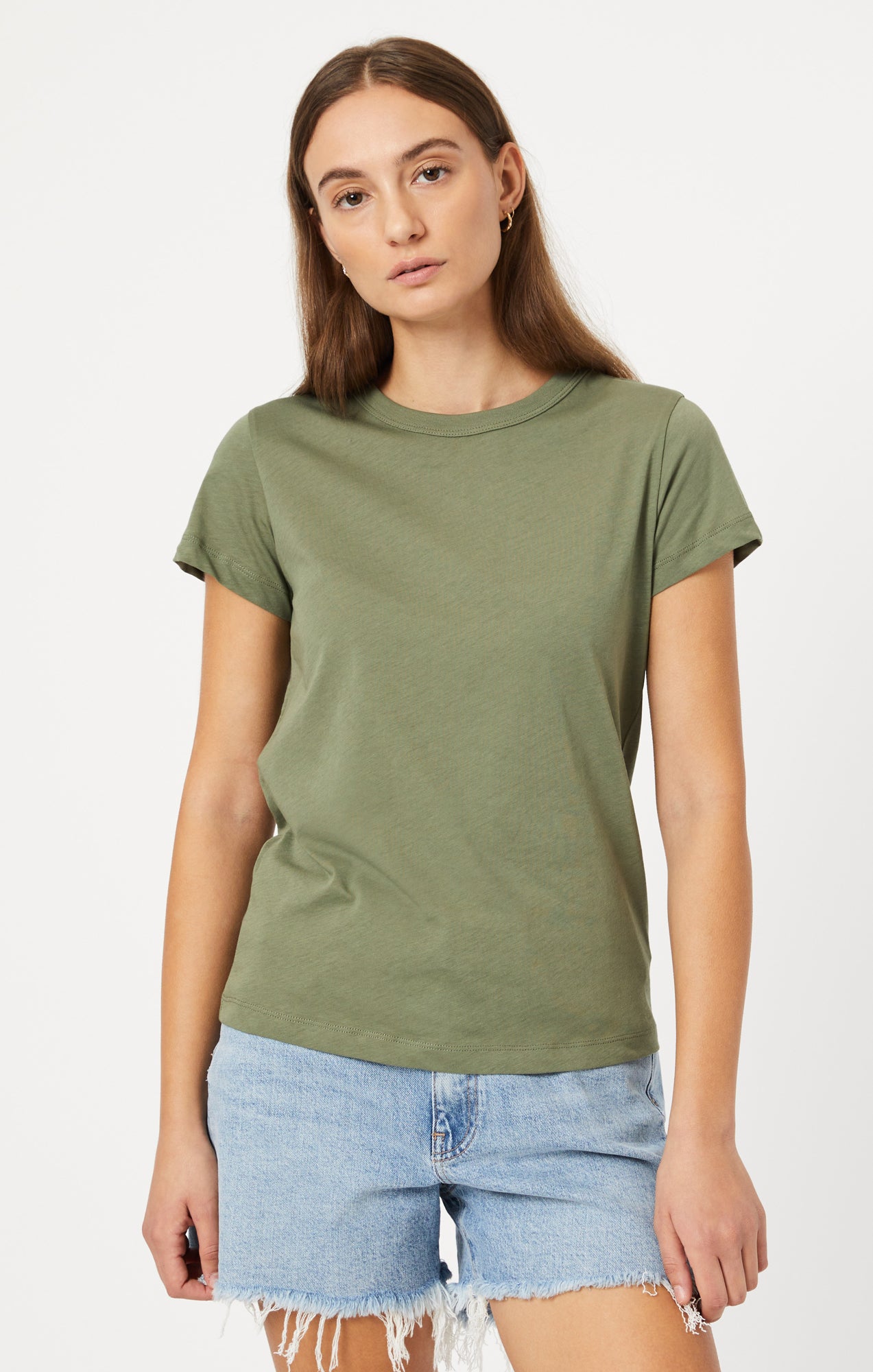 SLIM CREW NECK T-SHIRT IN DEEP LICHEN GREEN - Mavi Jeans