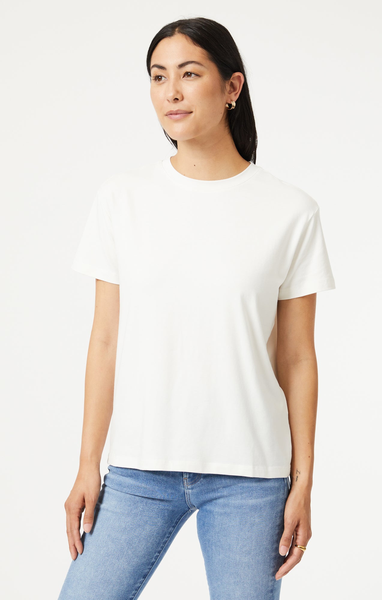 Mavi Women's Crew Neck T-Shirt In Natural White