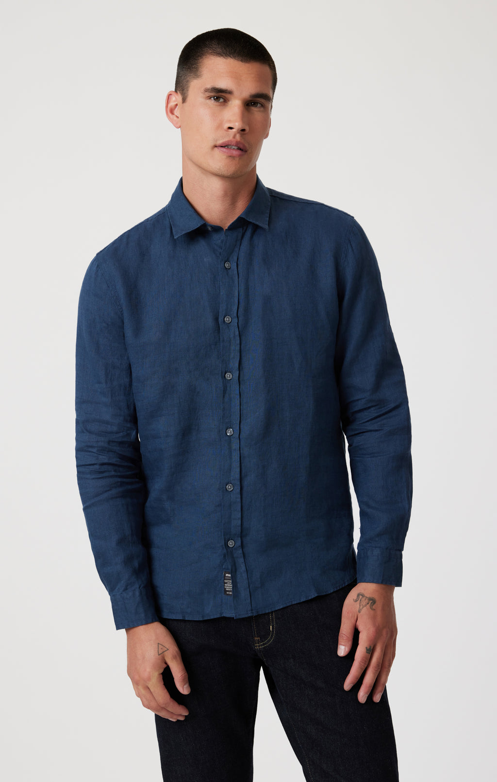 LINEN BUTTON-UP SHIRT IN MOONLIT OCEAN - Mavi Jeans