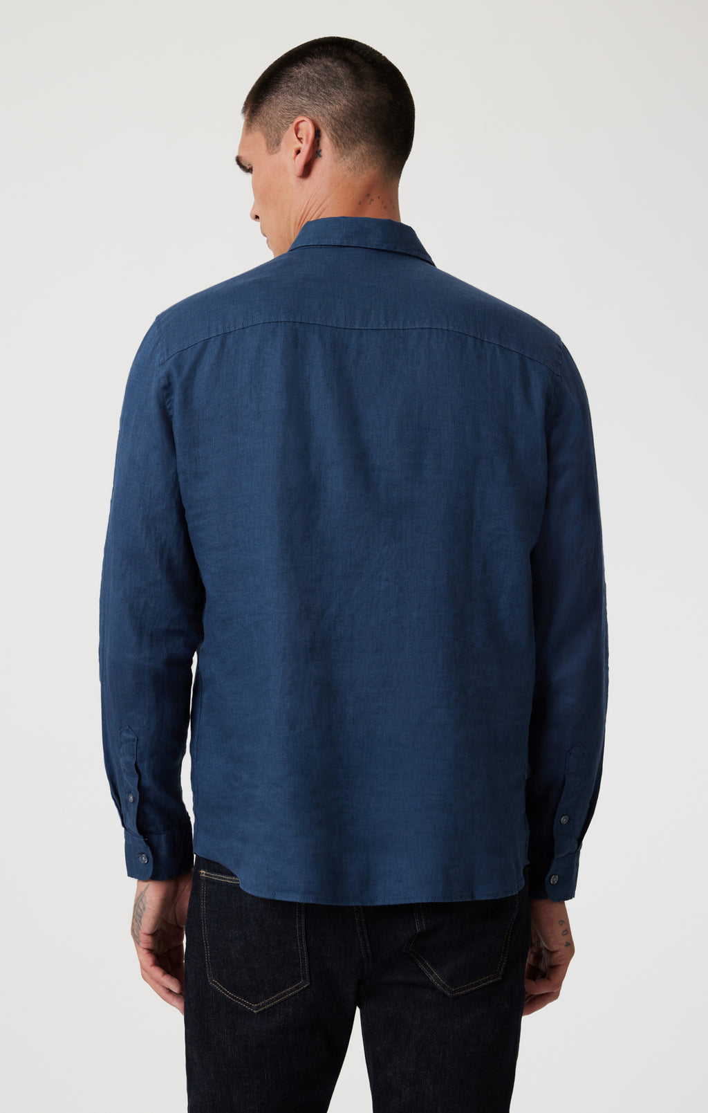 LINEN BUTTON-UP SHIRT IN MOONLIT OCEAN - Mavi Jeans
