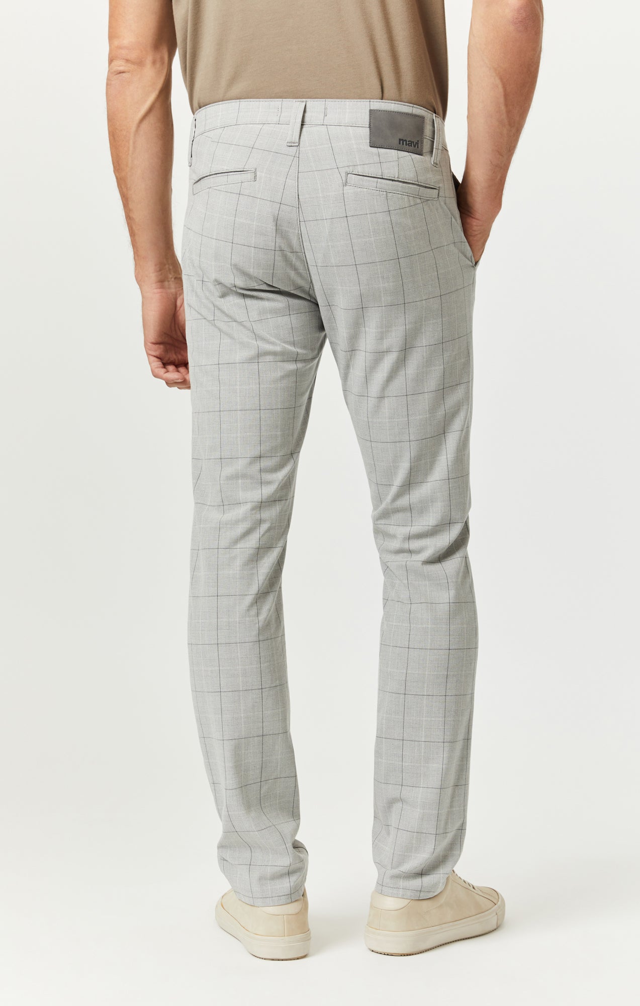 Mavi Men's Milton Slim Straight Chino In Light Grey Check