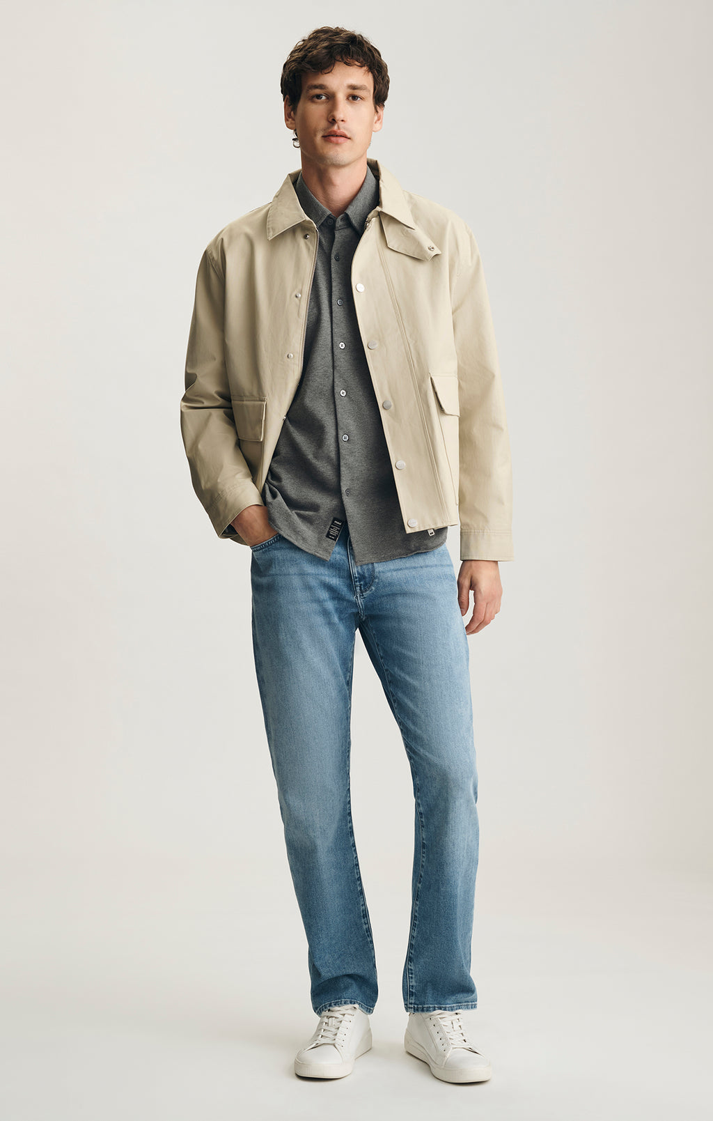 BUTTON-UP SHIRT IN DARK GREY MELANGE - Mavi Jeans