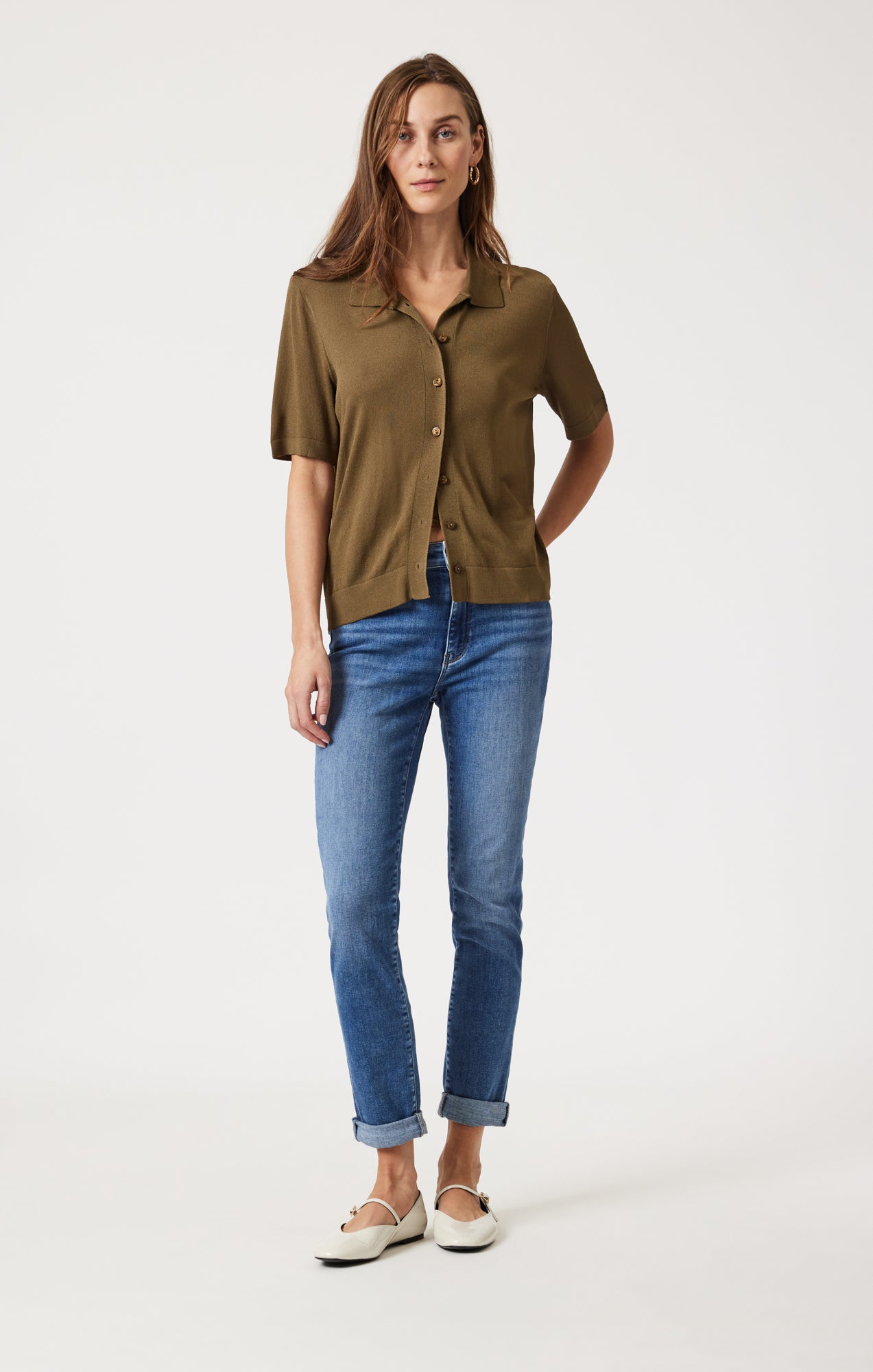 KATHLEEN SLIM BOYFRIEND IN MID BRUSHED FEATHER BLUE - Mavi Jeans