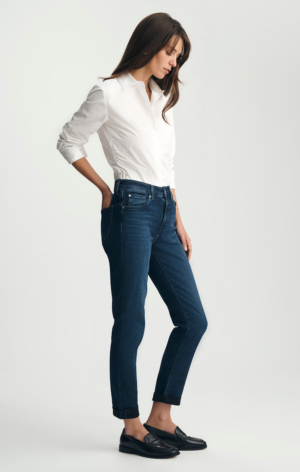 KATHLEEN SLIM BOYFRIEND IN INK BRUSHED FEATHER BLUE - Mavi Jeans