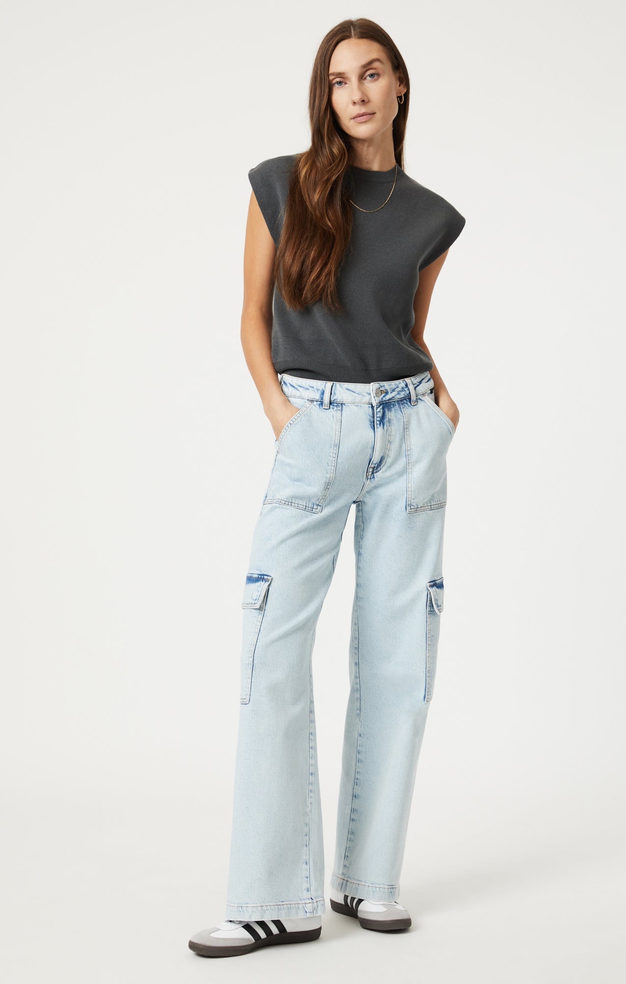 Women's Jeans, Side Zipper Detail, Indigo Blue