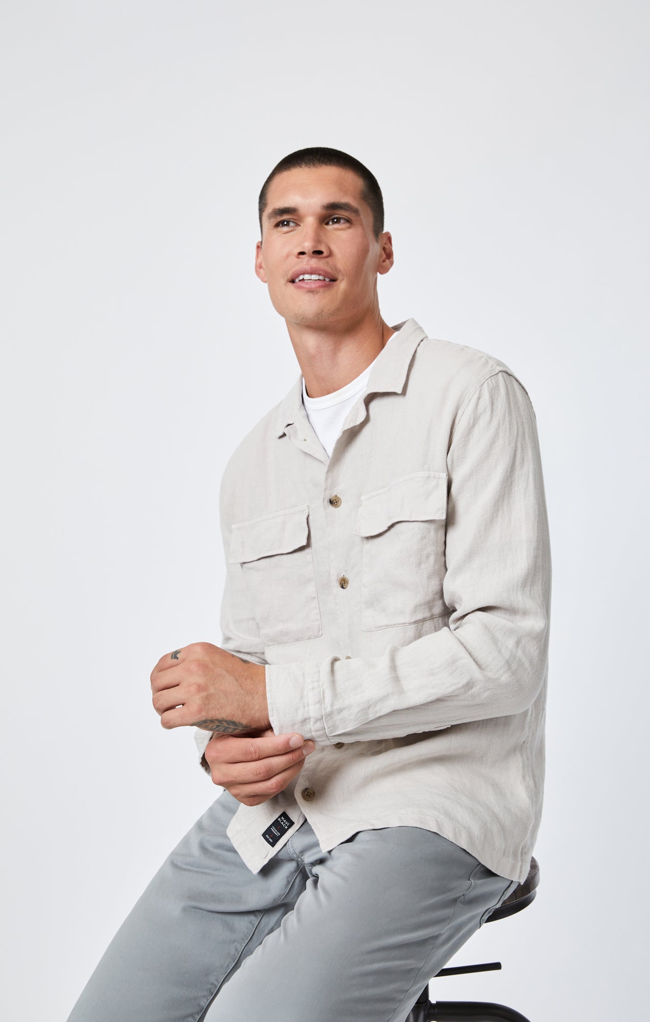 Mavi Men's Double Pocket Button-Up Shirt In Moonstruck