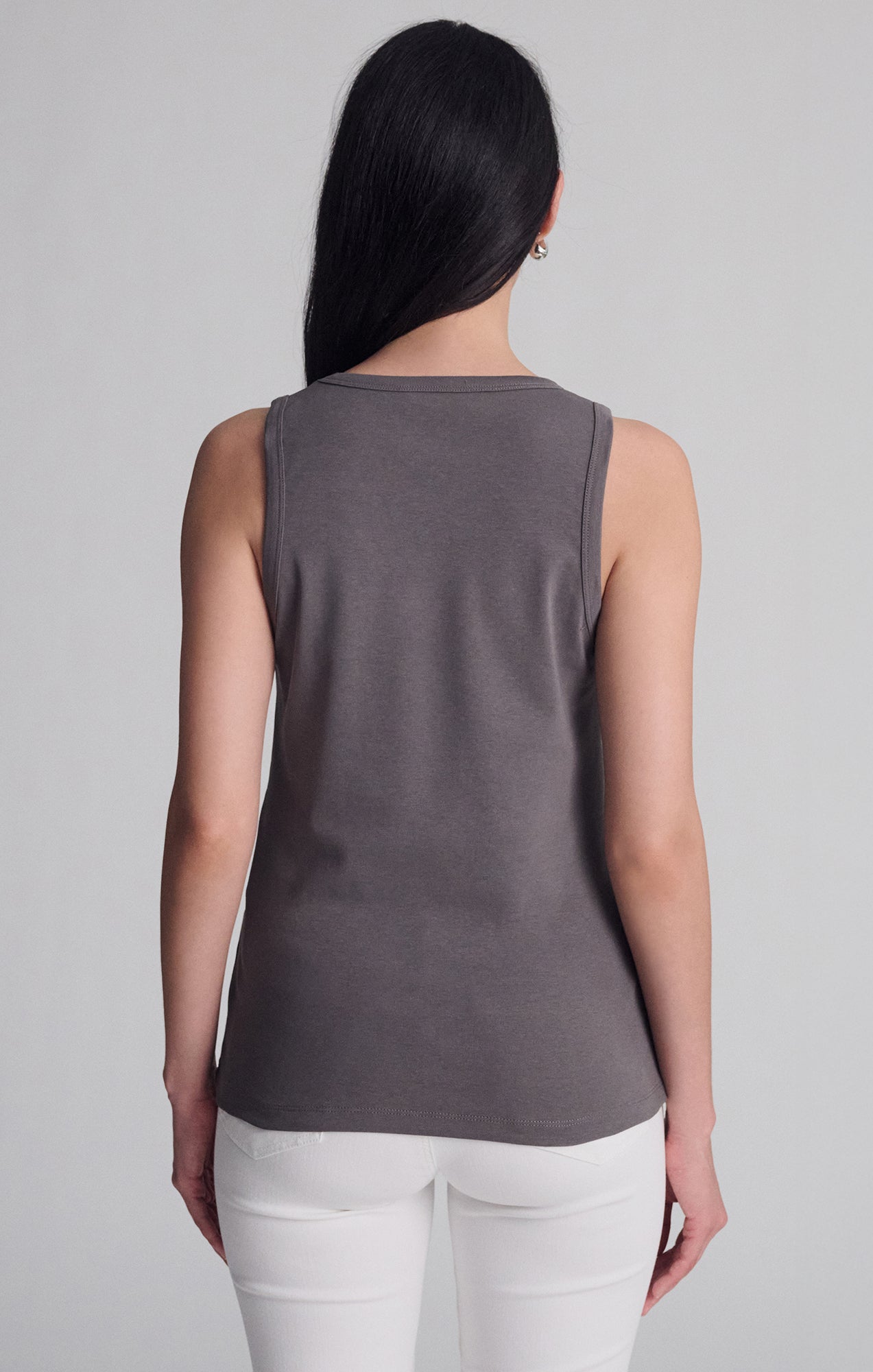 CONTOUR TANK TOP IN DARK GULL GRAY - Mavi Jeans