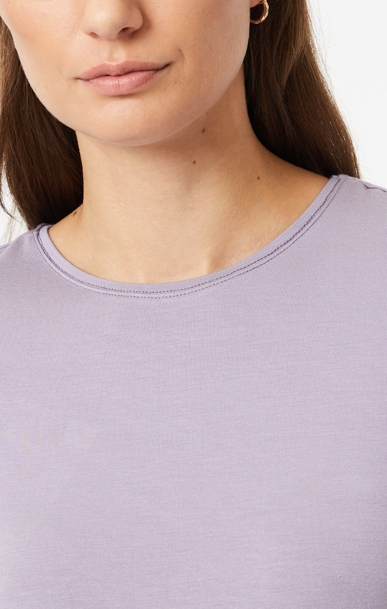 LUXE CREW NECK T-SHIRT IN LAVENDER GRAY - Mavi Jeans