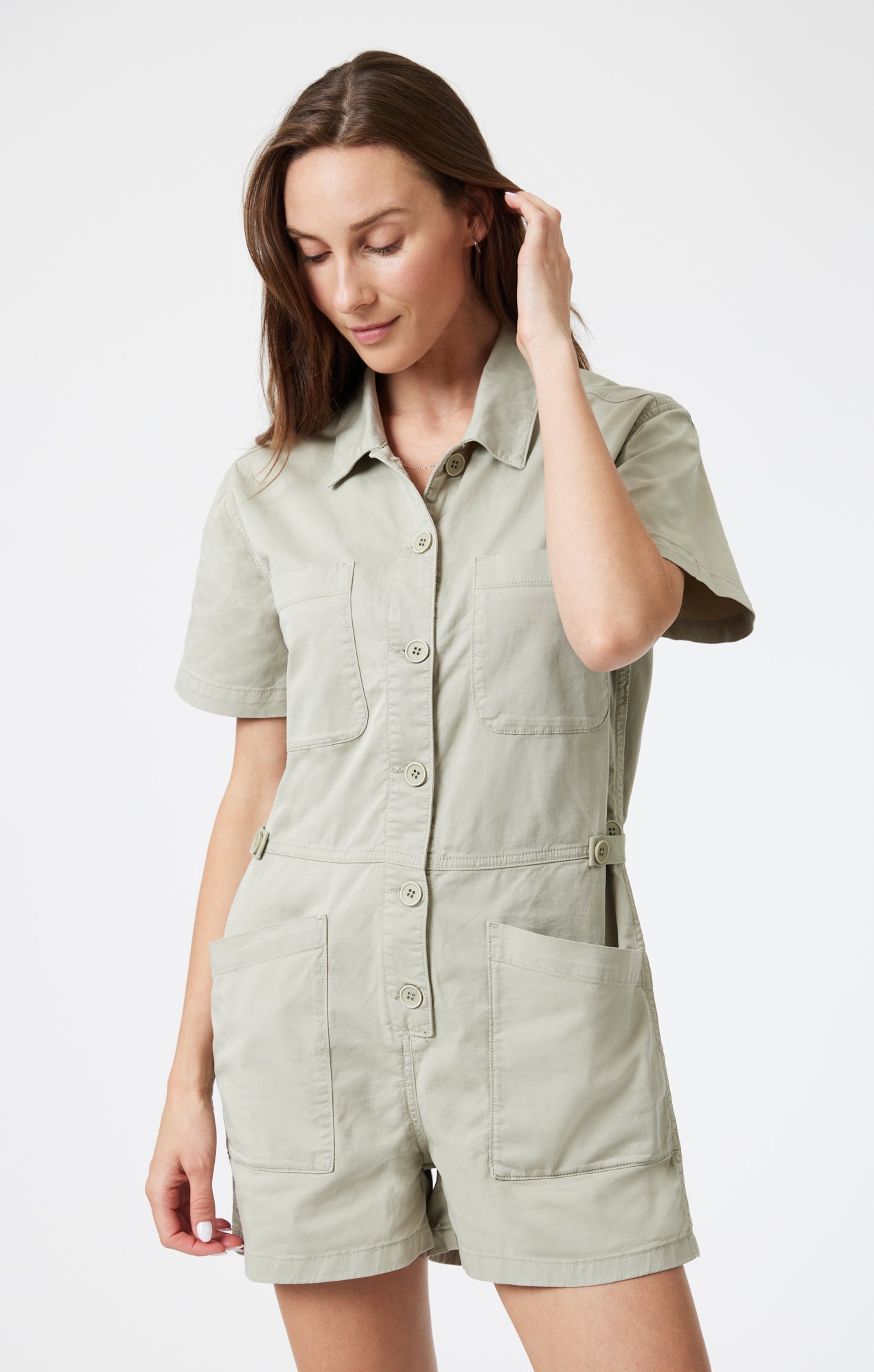 Mavi Women's Noreen Romper In Sea Grass Light Twill – Mavi